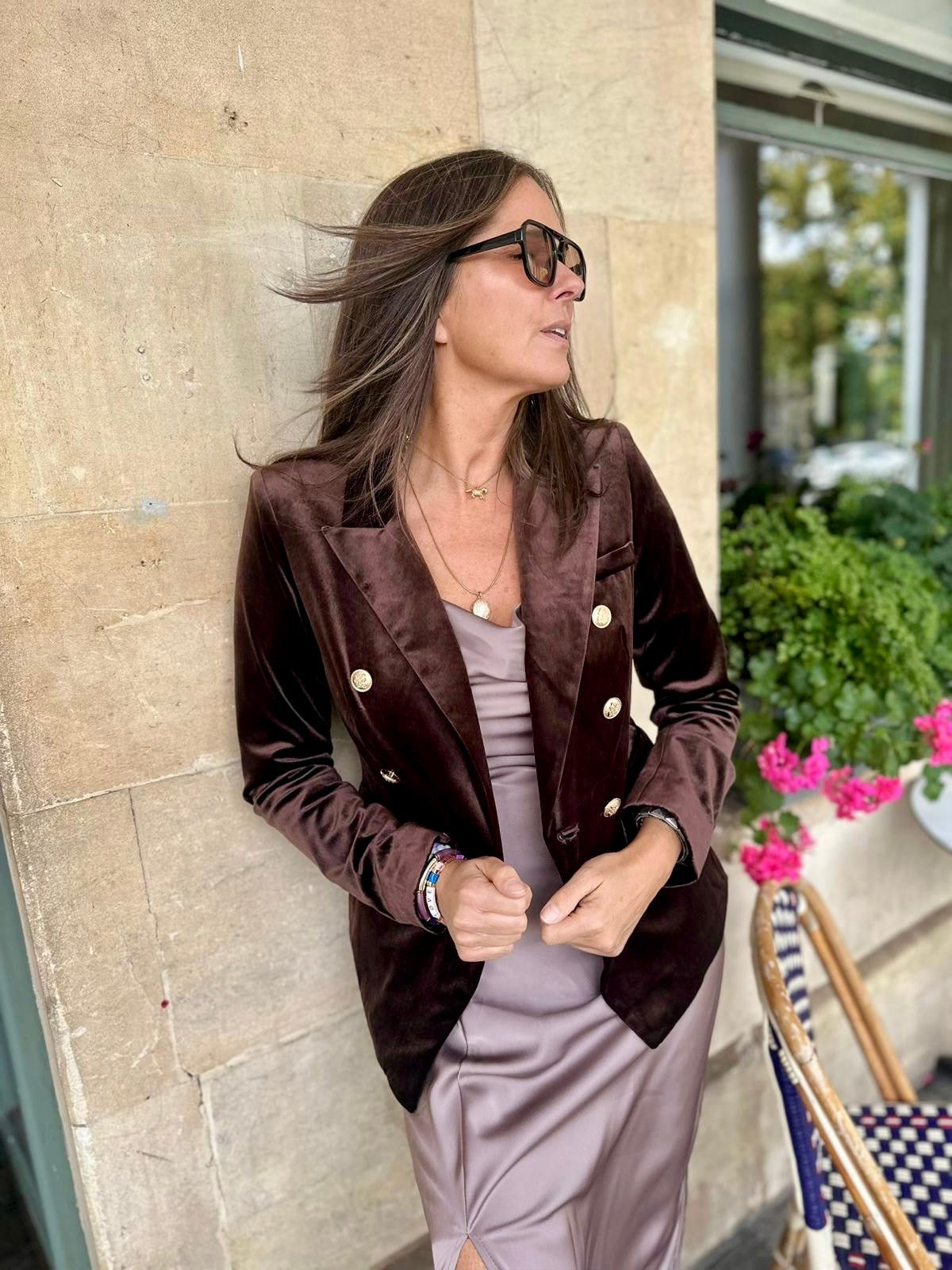 Victoria Velvet Blazer - Chocolate