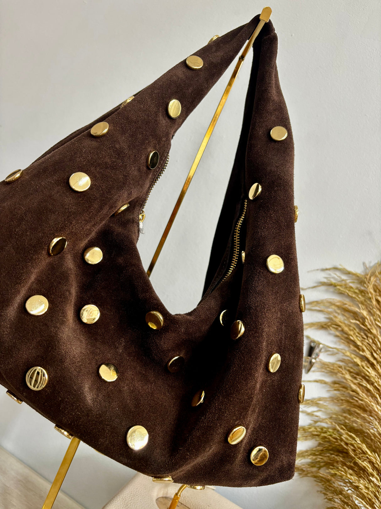 Suede Leather Hobo Bag