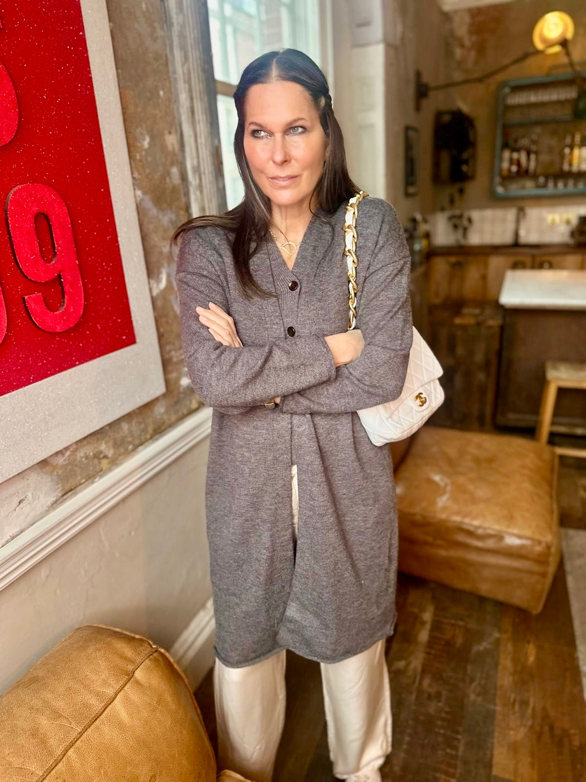 Alissa Long Knitted Cardigan - Grey