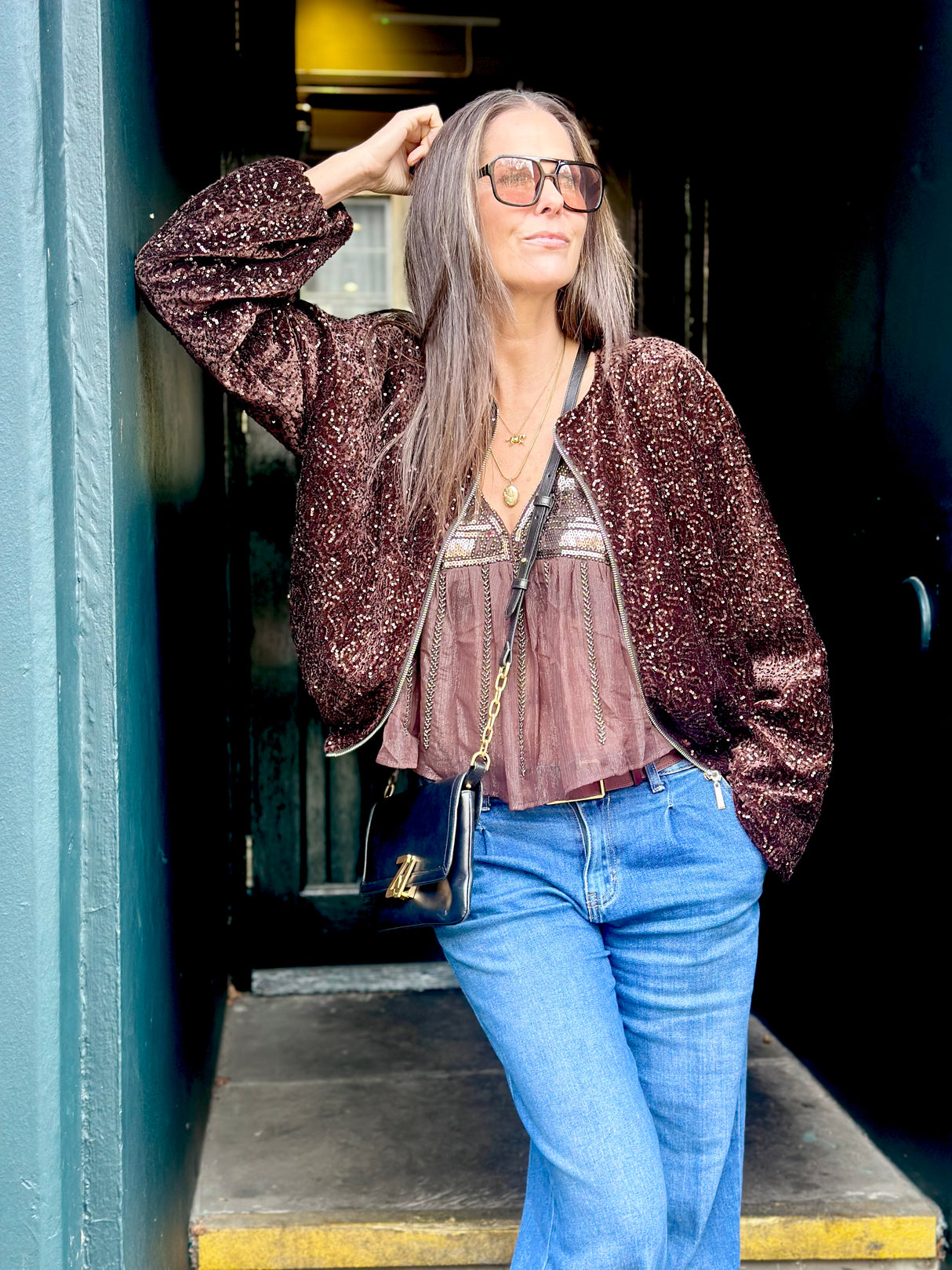 Marant Sequin Bomber - Chocolate