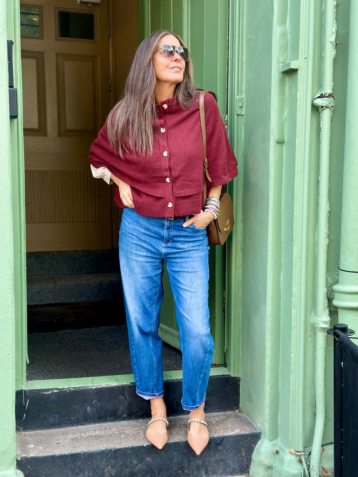 Joy Knitted Cape - Bordeaux