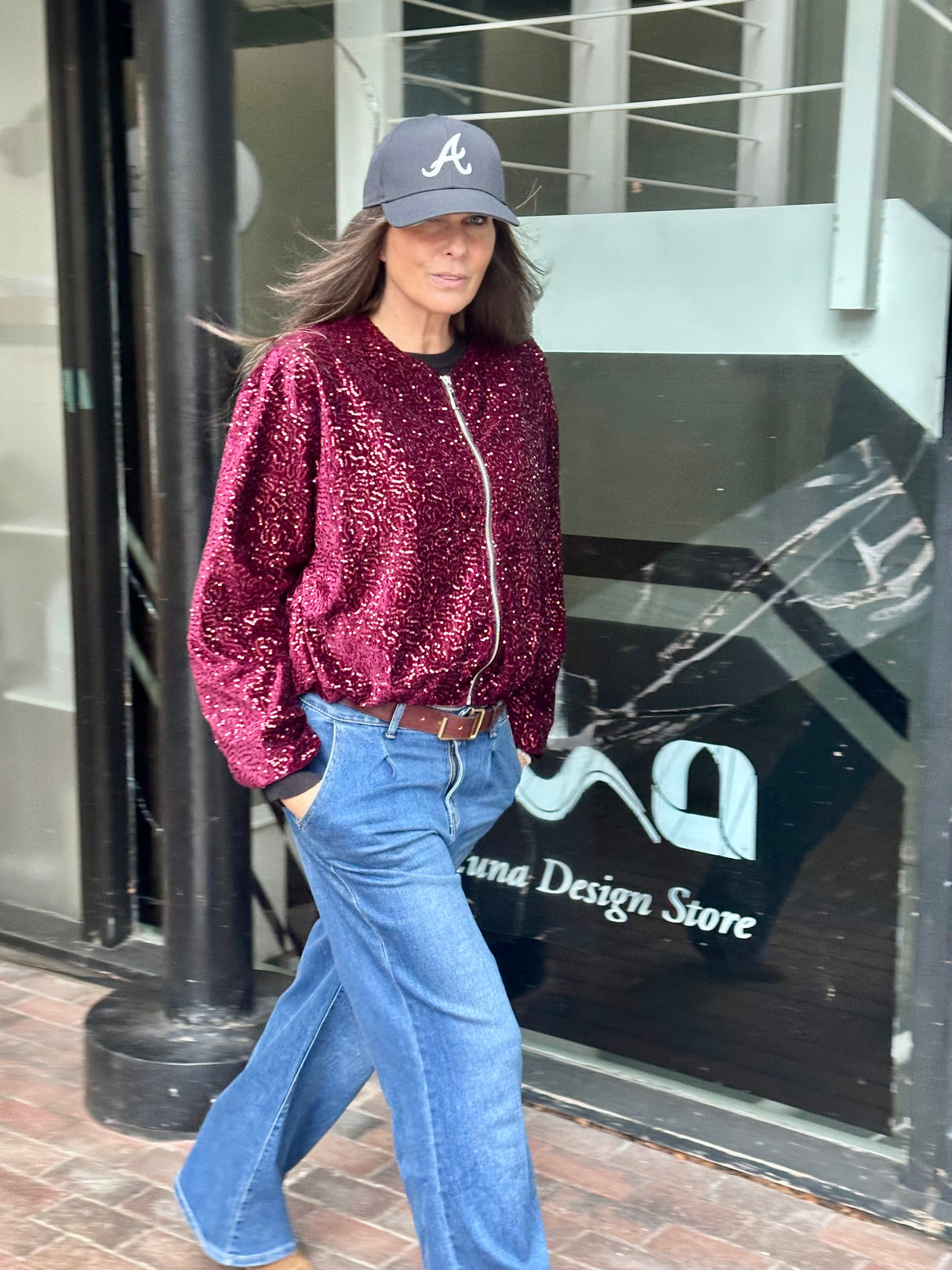 Marant Sequin Bomber - Cherry