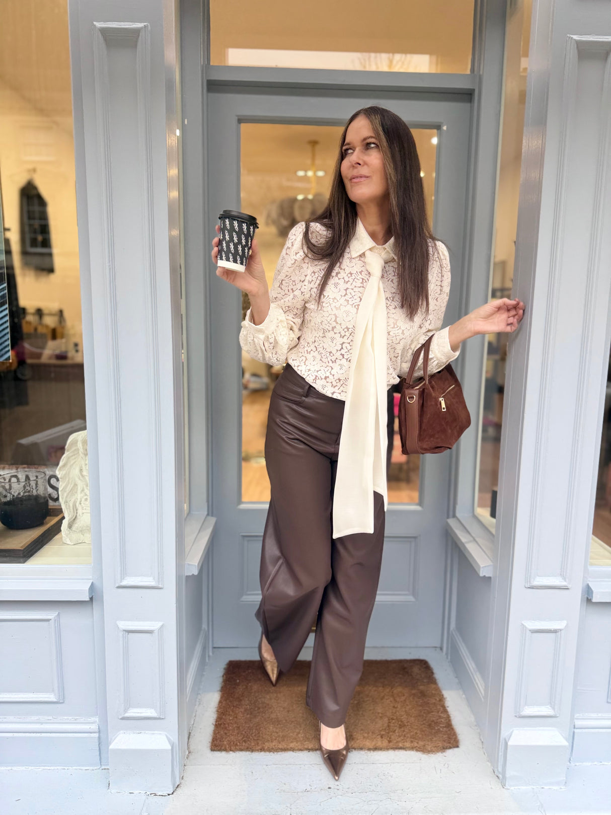 Cara Lace Pussy Bow Blouse - Ecru