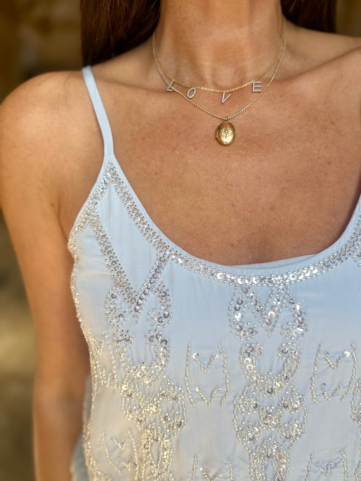 Christina Embellished Cami - Blue