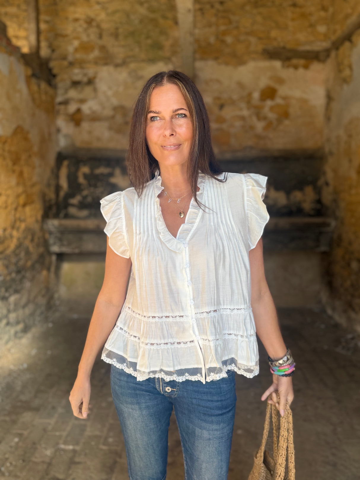 Arden Ruffle Blouse - White