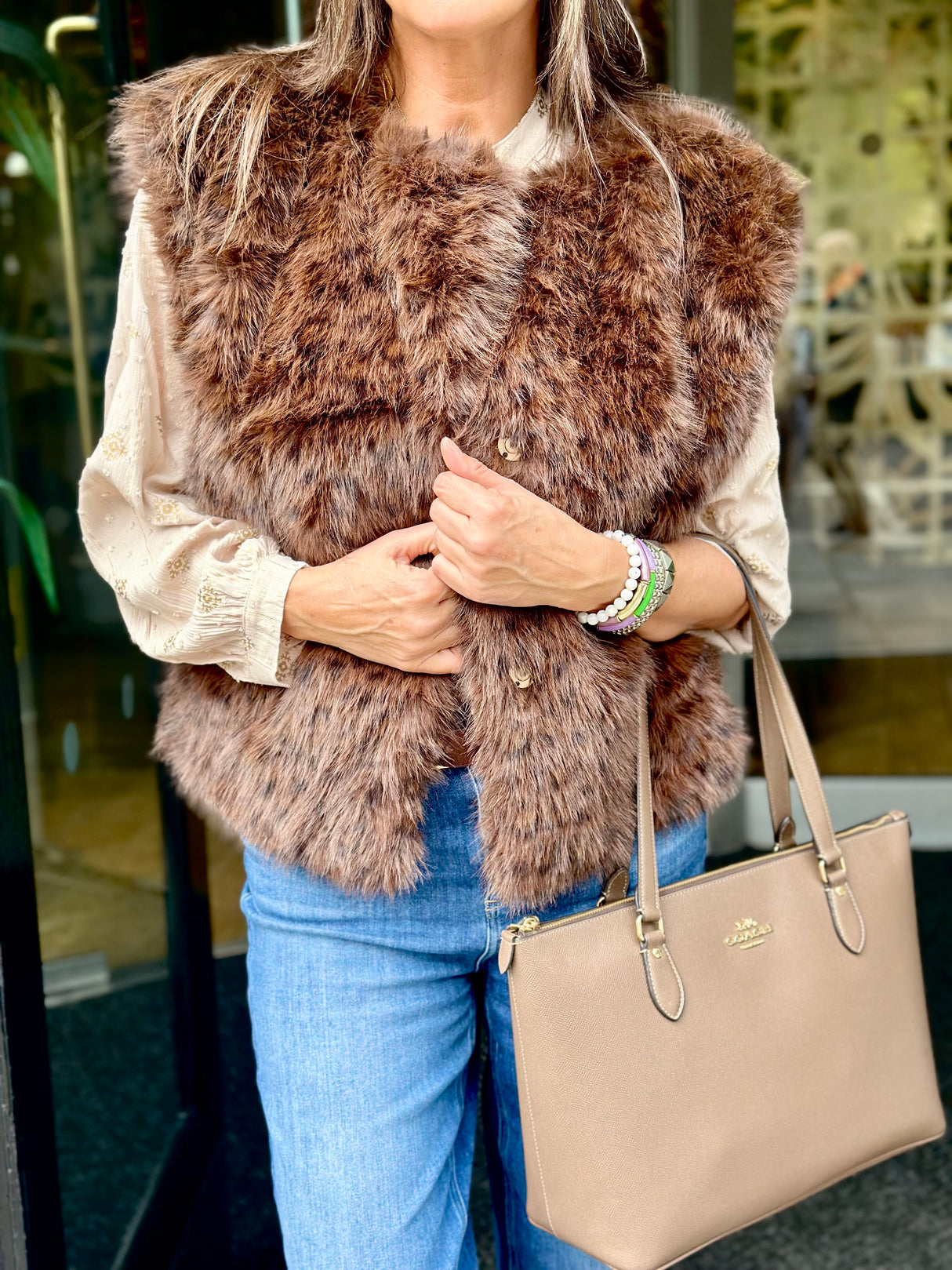 Bam Animal Print Faux Fur Gilet