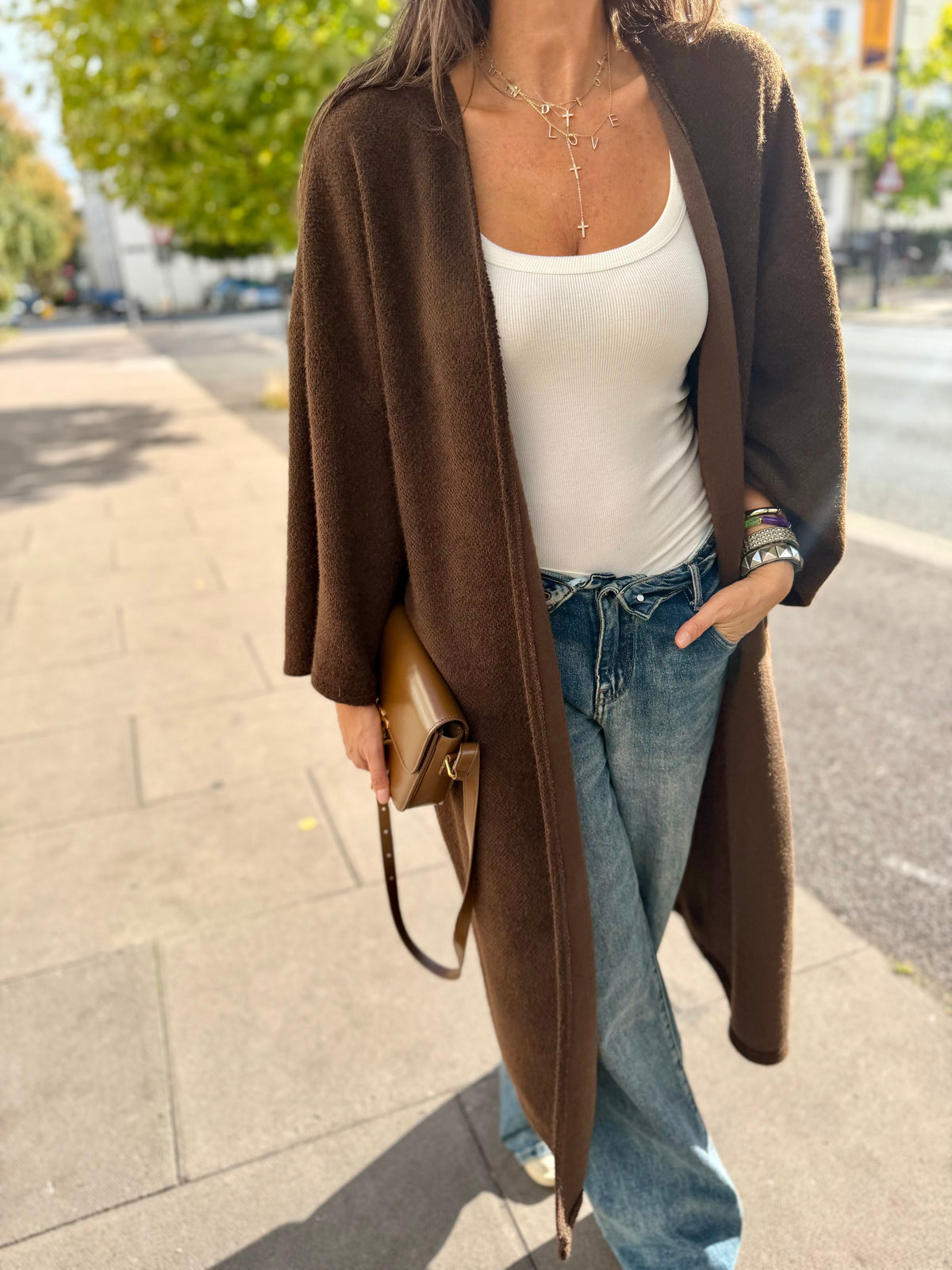 Saville Long Line Knit - Chocolate
