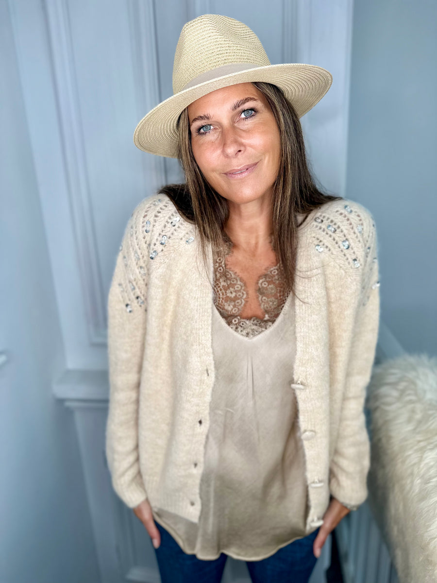 LORNA LUXE CREAM COPENHAGEN DOUBLE BREASTED KNITTED CARDIGAN