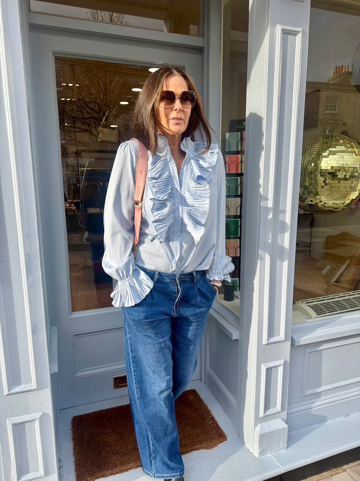 Sally Ruffle Blouse - Blue