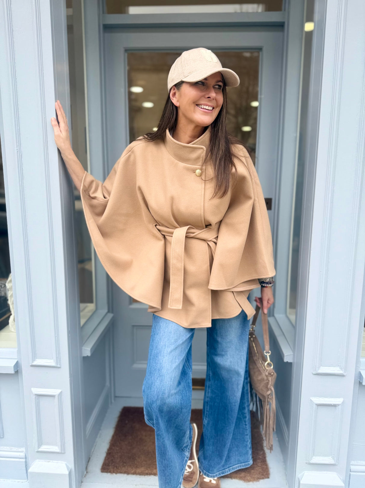 Spring Camel Tie Cape