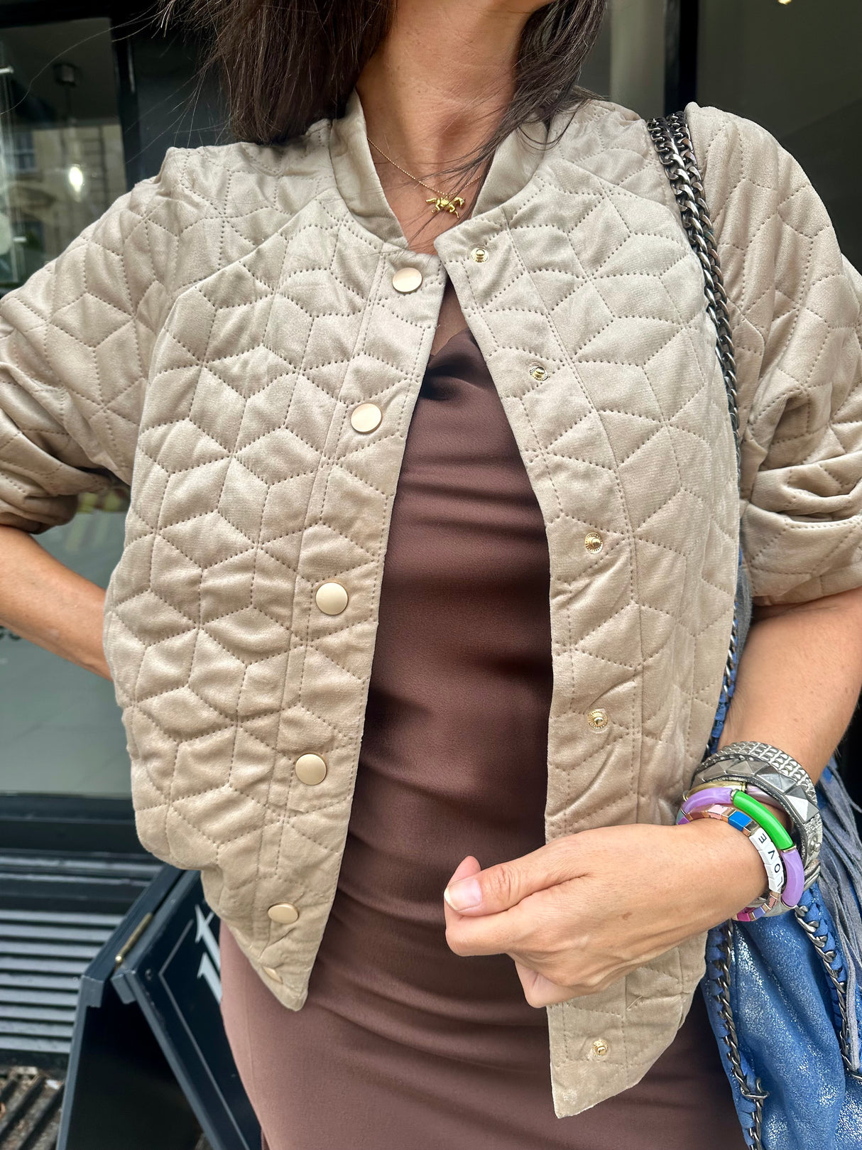 Cherry Padded Jacket - Beige