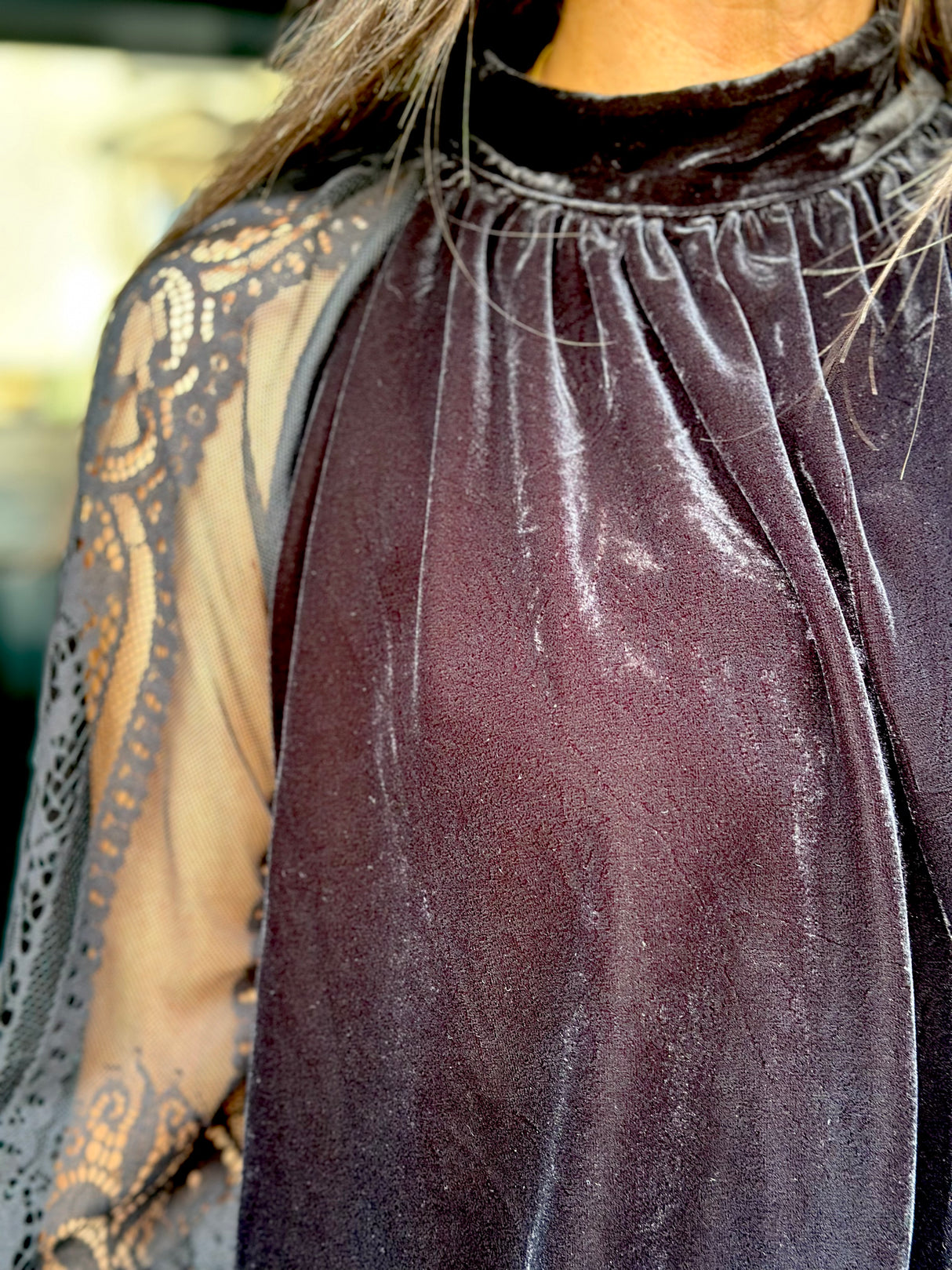 Rory Lace Sleeve Top - Black