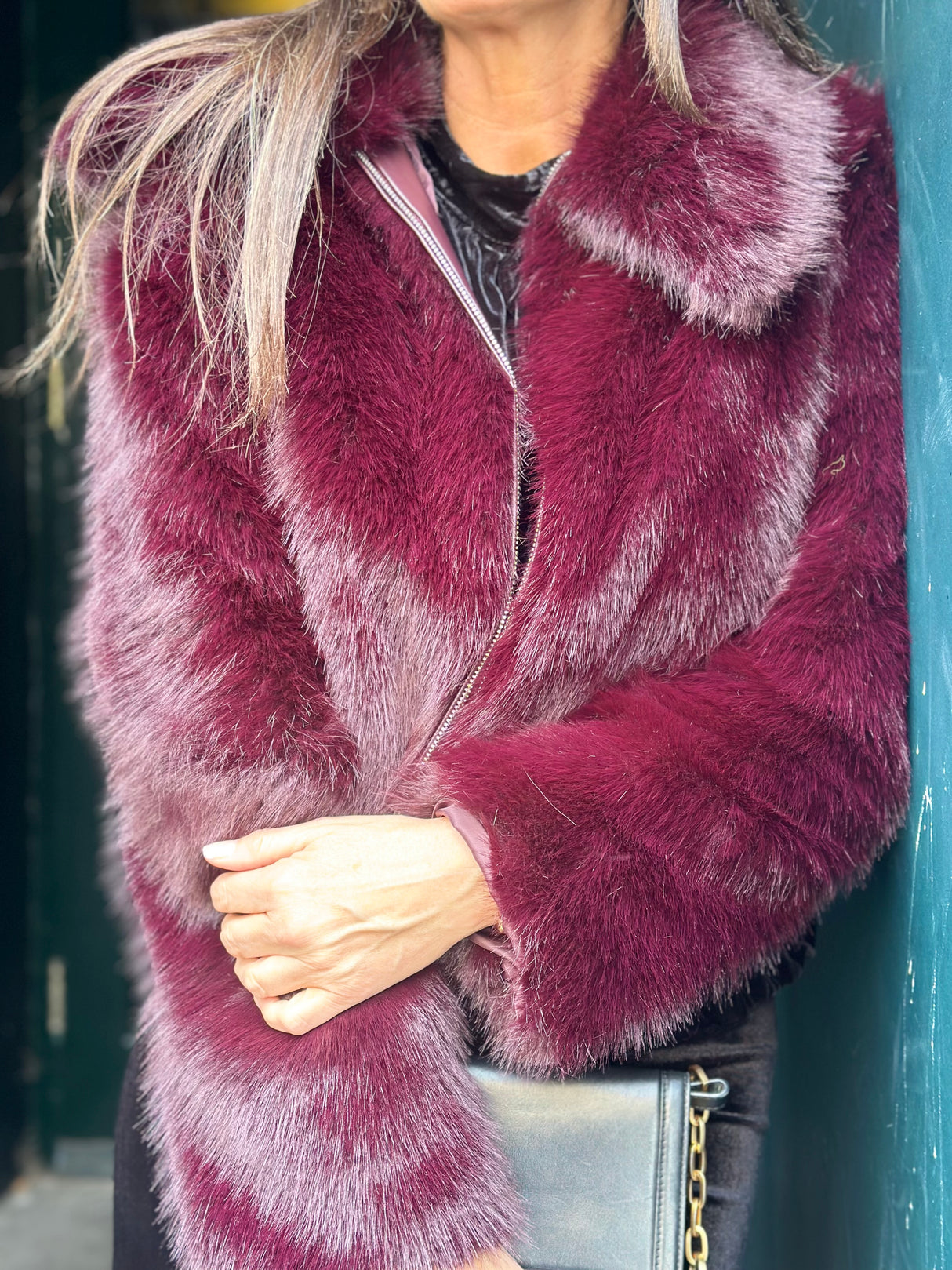 Caggie Faux Fur Jacket - Cherry