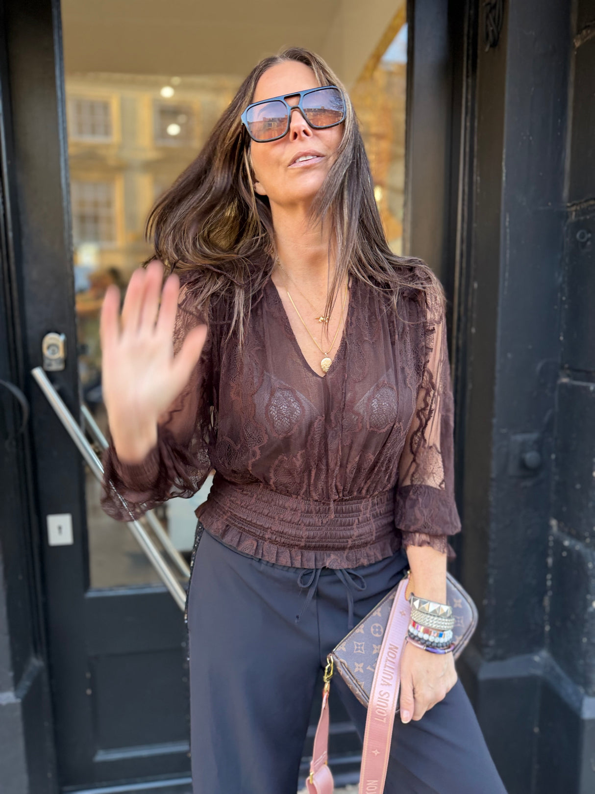 Nolan Lace Top - Chocolate