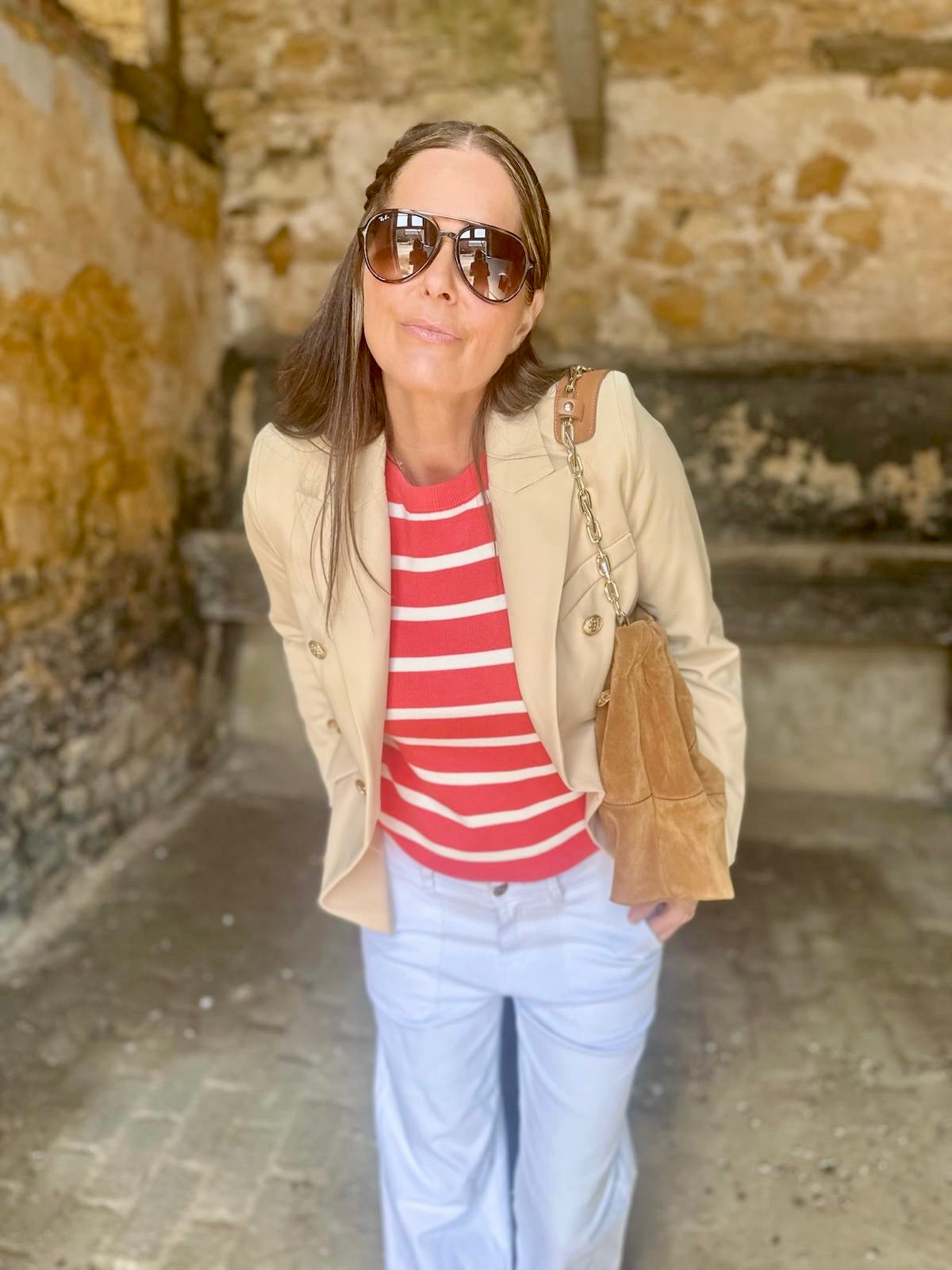 Cassia Knit - Red/White