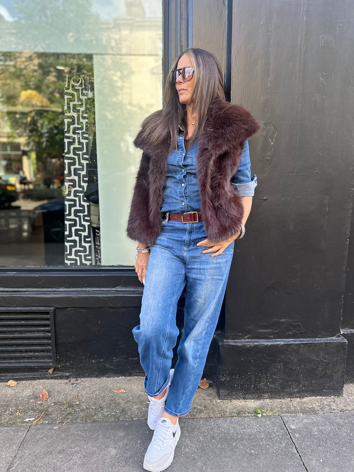 Hallie Faux Fur Gilet - Chocolate