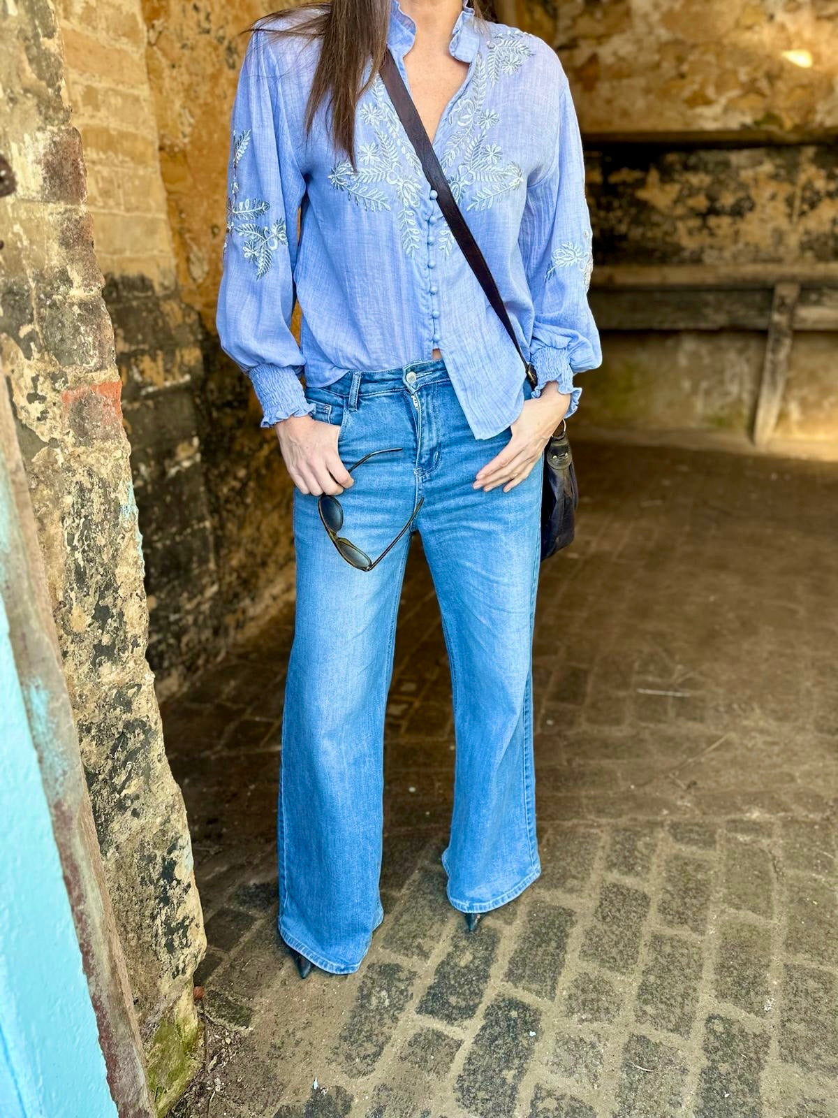 Neomie Embroidered Blouse Blue