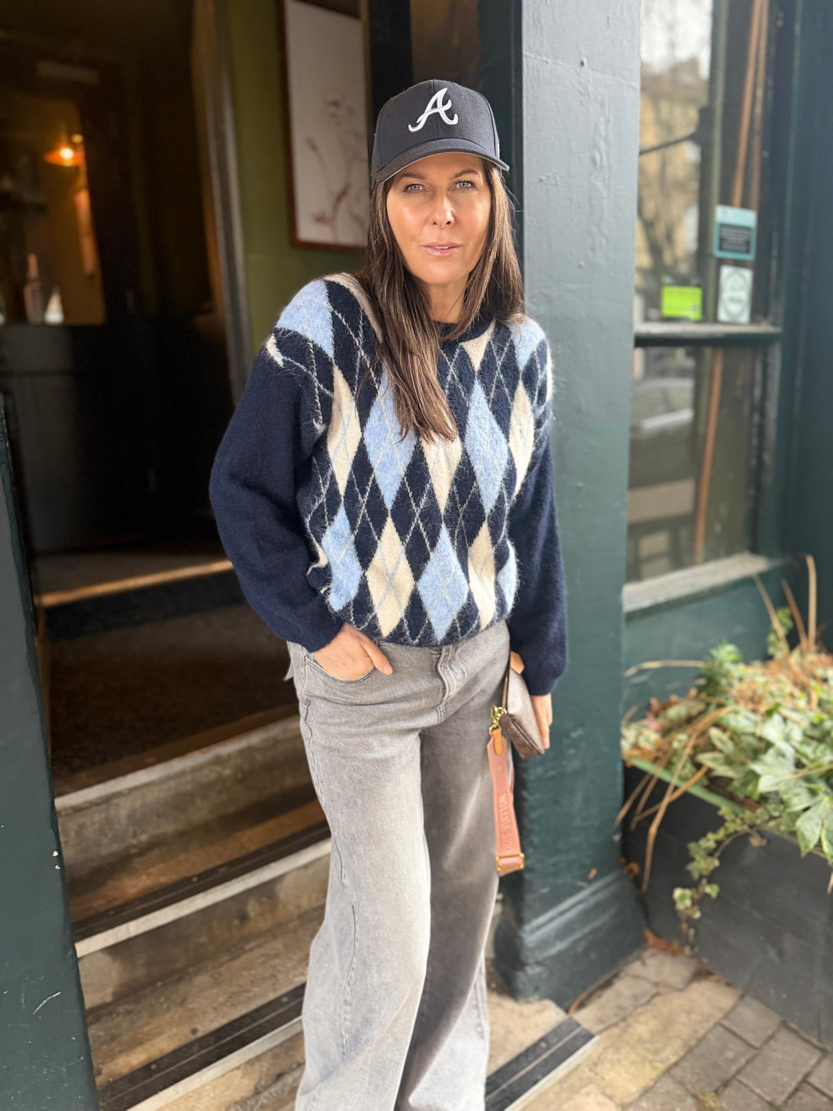 Argyle Crew Neck - Navy