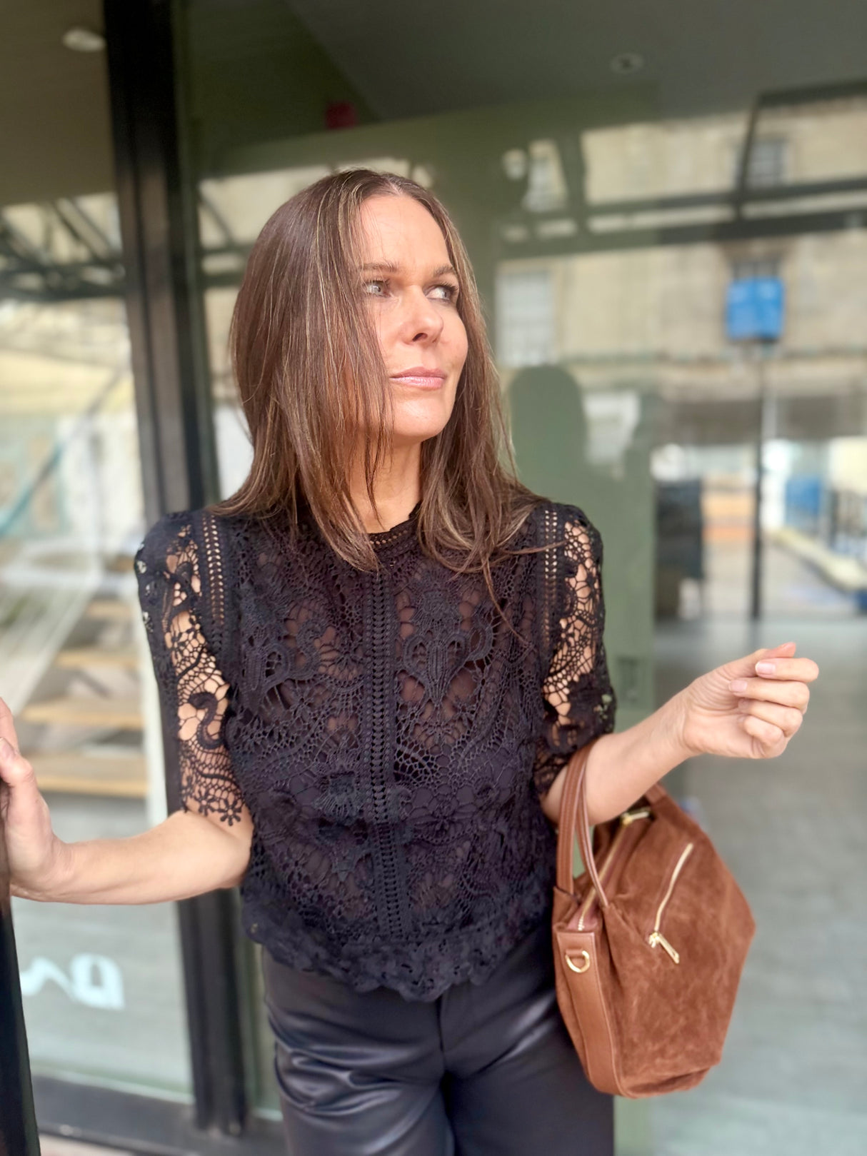 Raquel Crochet Blouse - Black