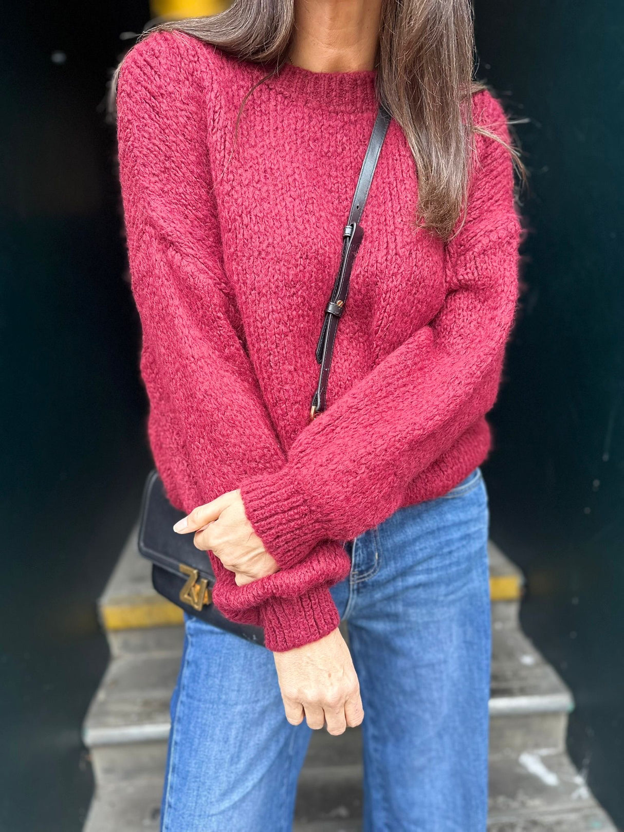 Arlo Wide Sleeve knit - Cherry