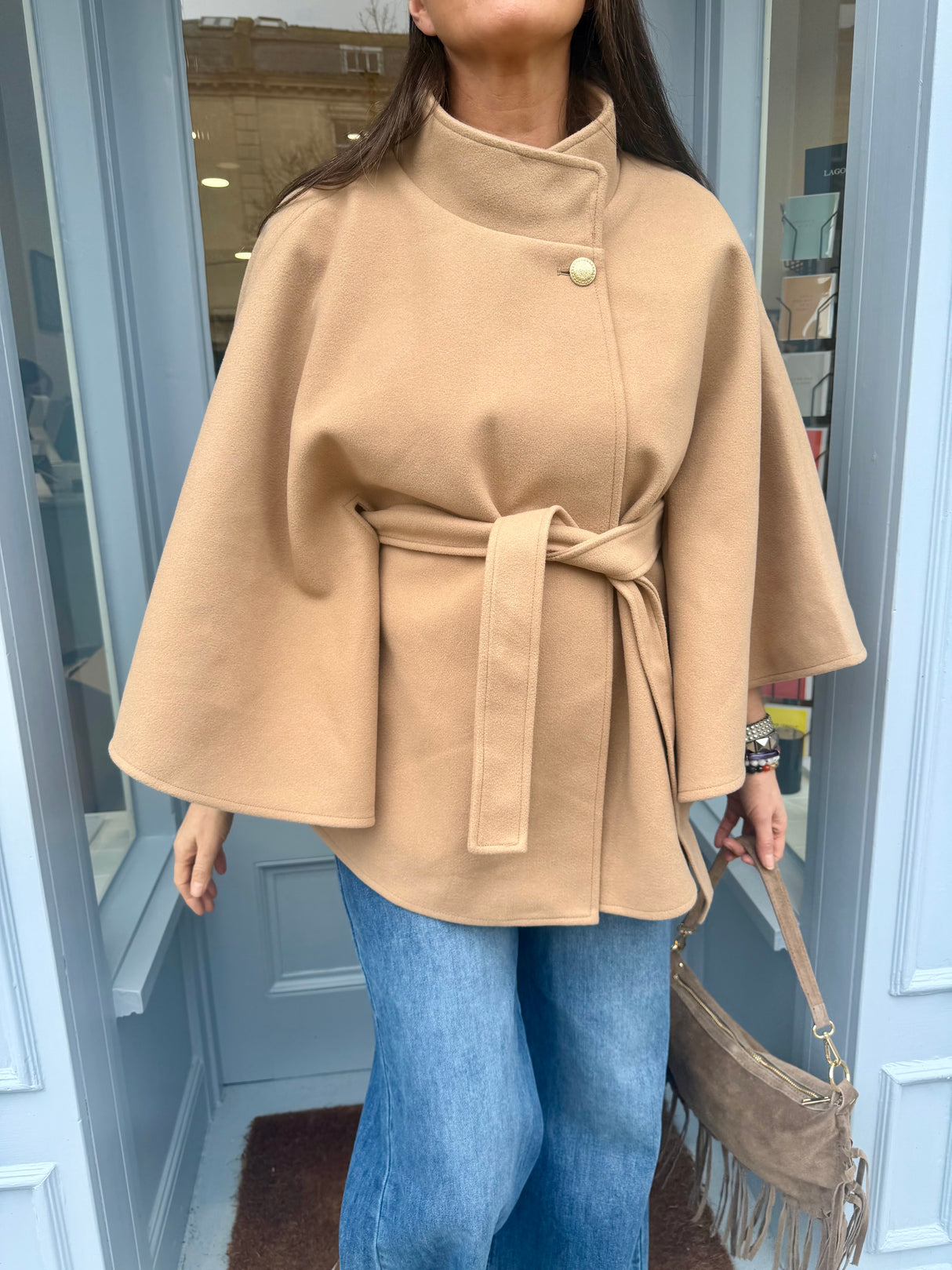 Spring Camel Tie Cape