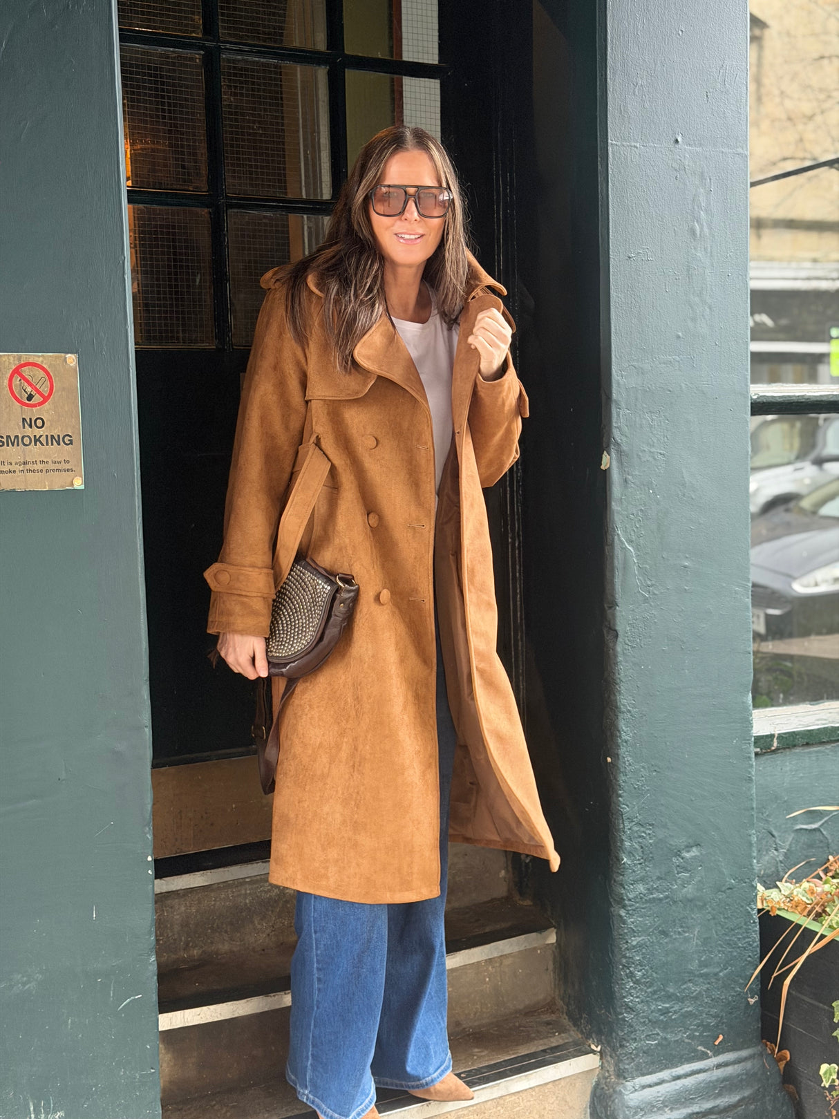 Tabitha Faux Suede Trench - Tan