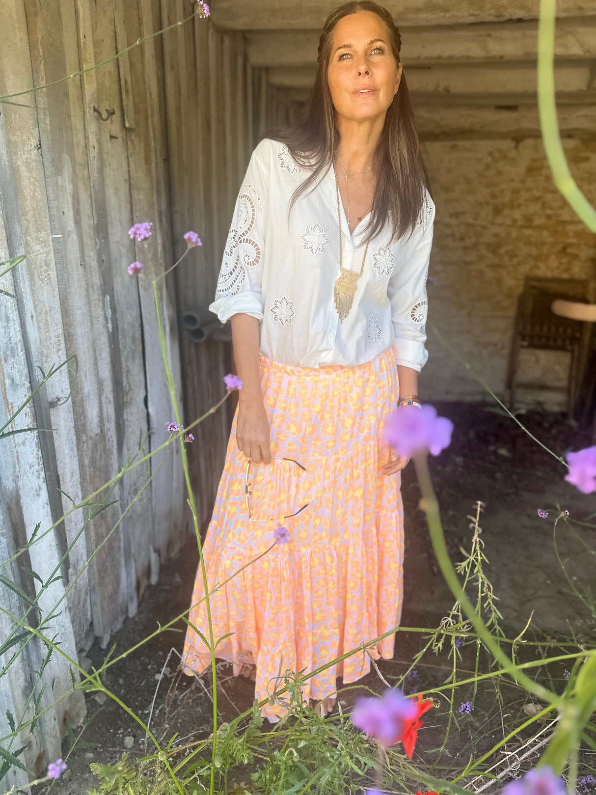 Heather Animal Print Skirt - Fluoro Orange