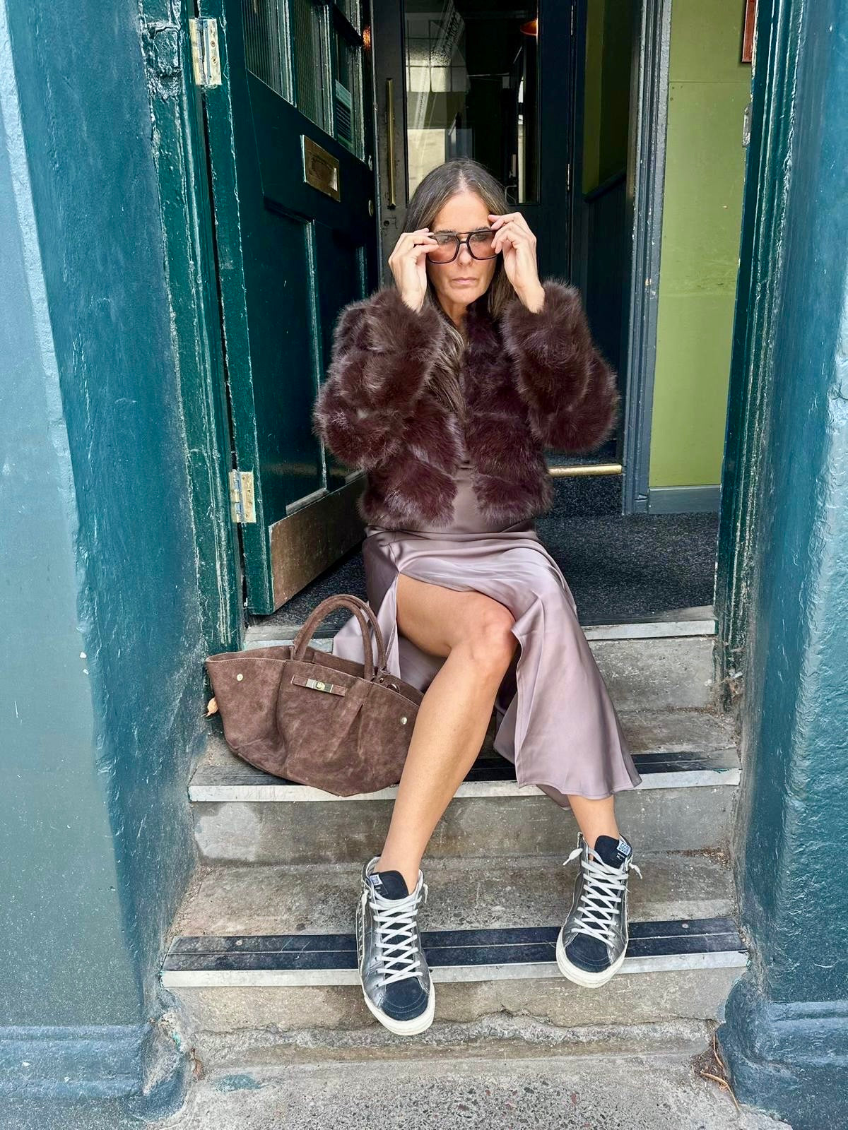 Anastasia Faux Fur Coat - Chocolate