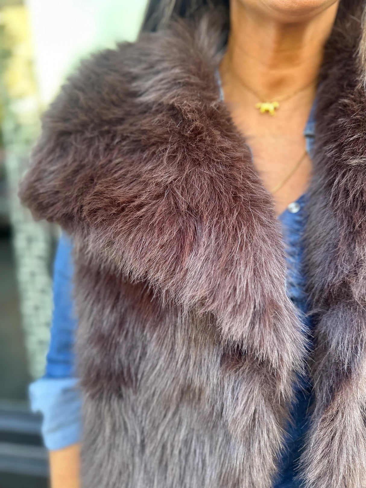 Hallie Faux Fur Gilet - Chocolate