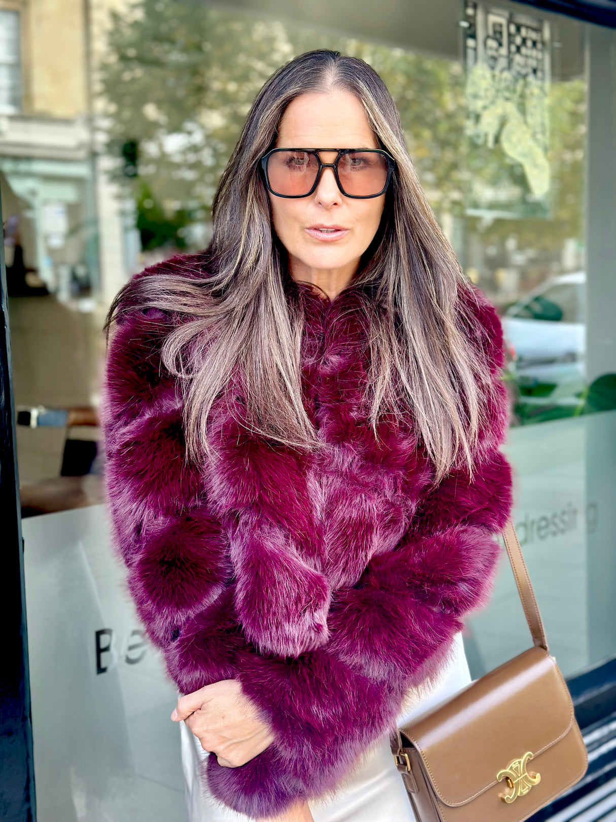 Anastasia Faux Fur Coat - Cherry