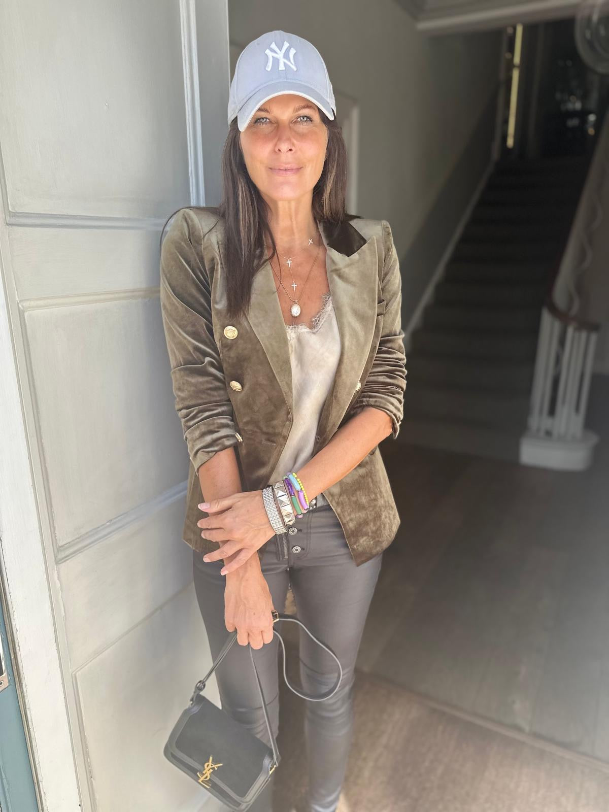 Victoria Velvet Blazer - Army Green