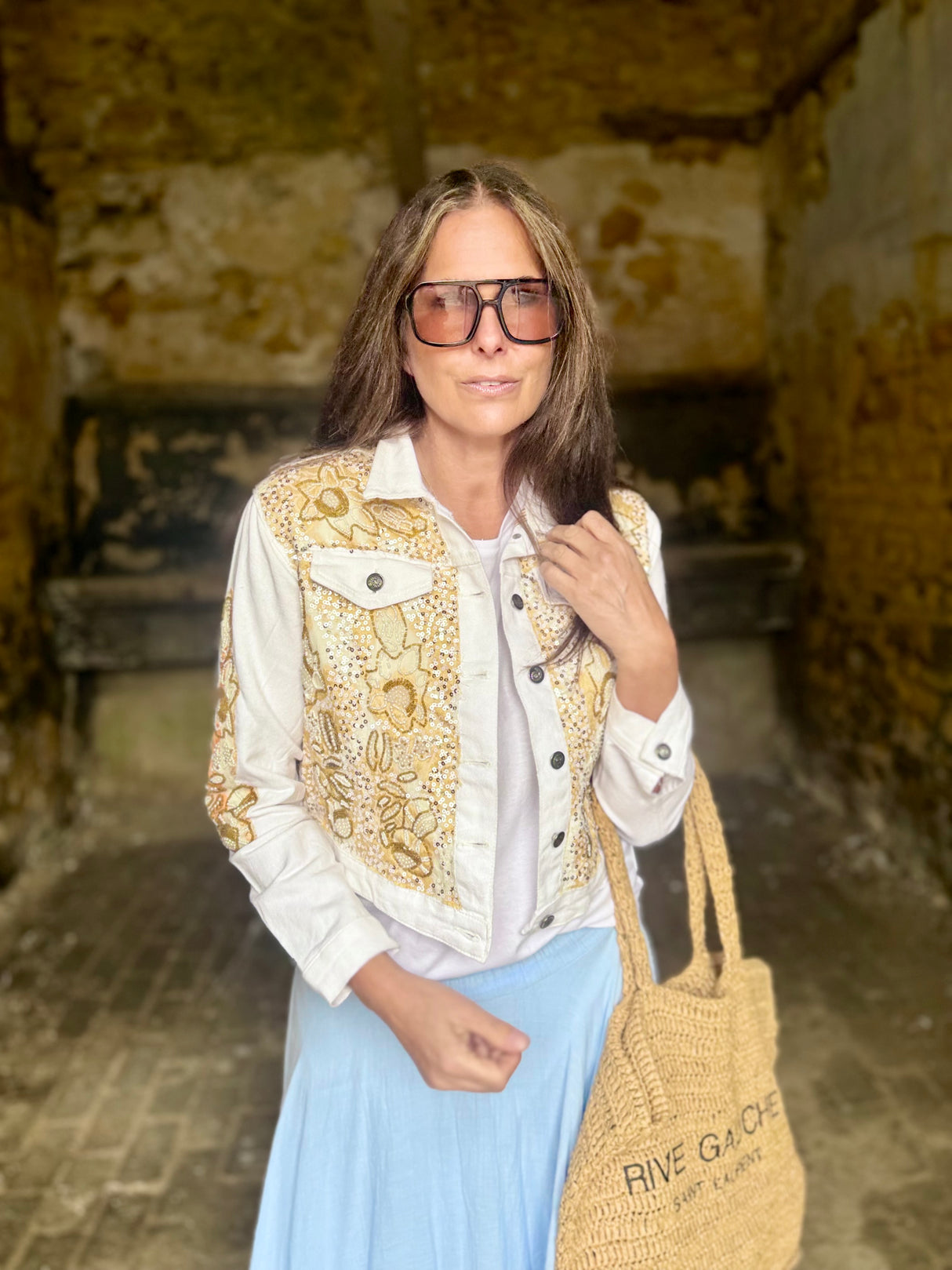 Pearl Embellished Denim Jacket