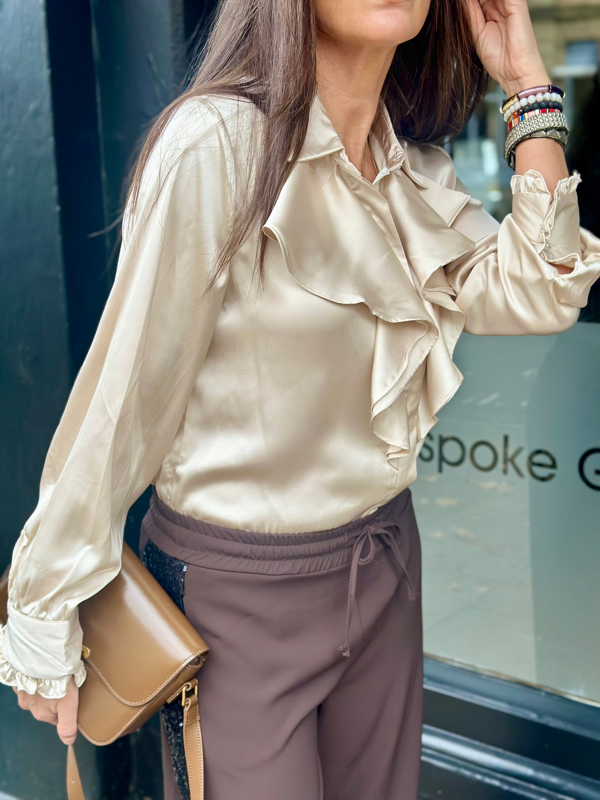 Charlie Ruffle Shirt Champagne