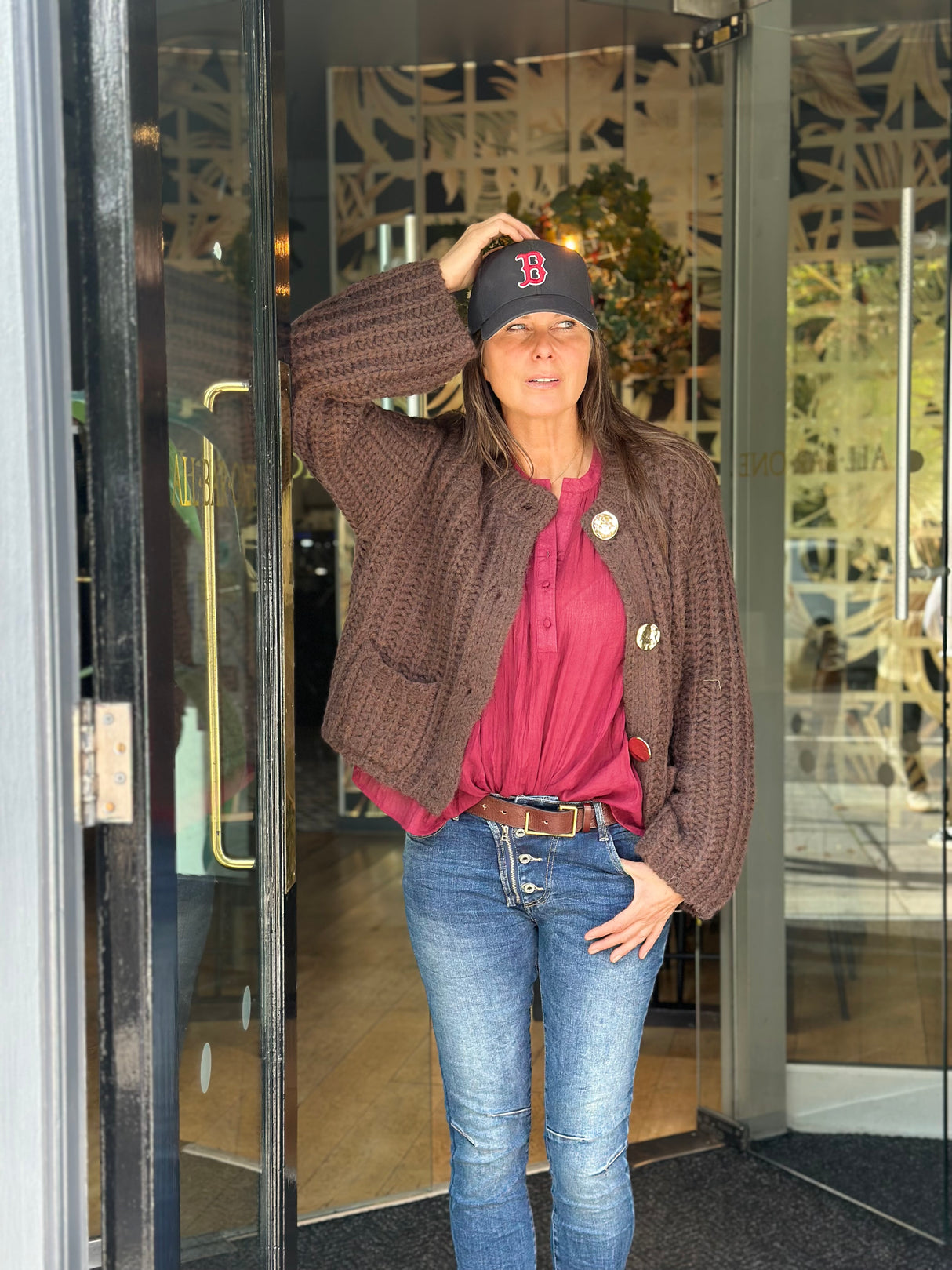 Saira Gold Button Cardigan - Chocolate