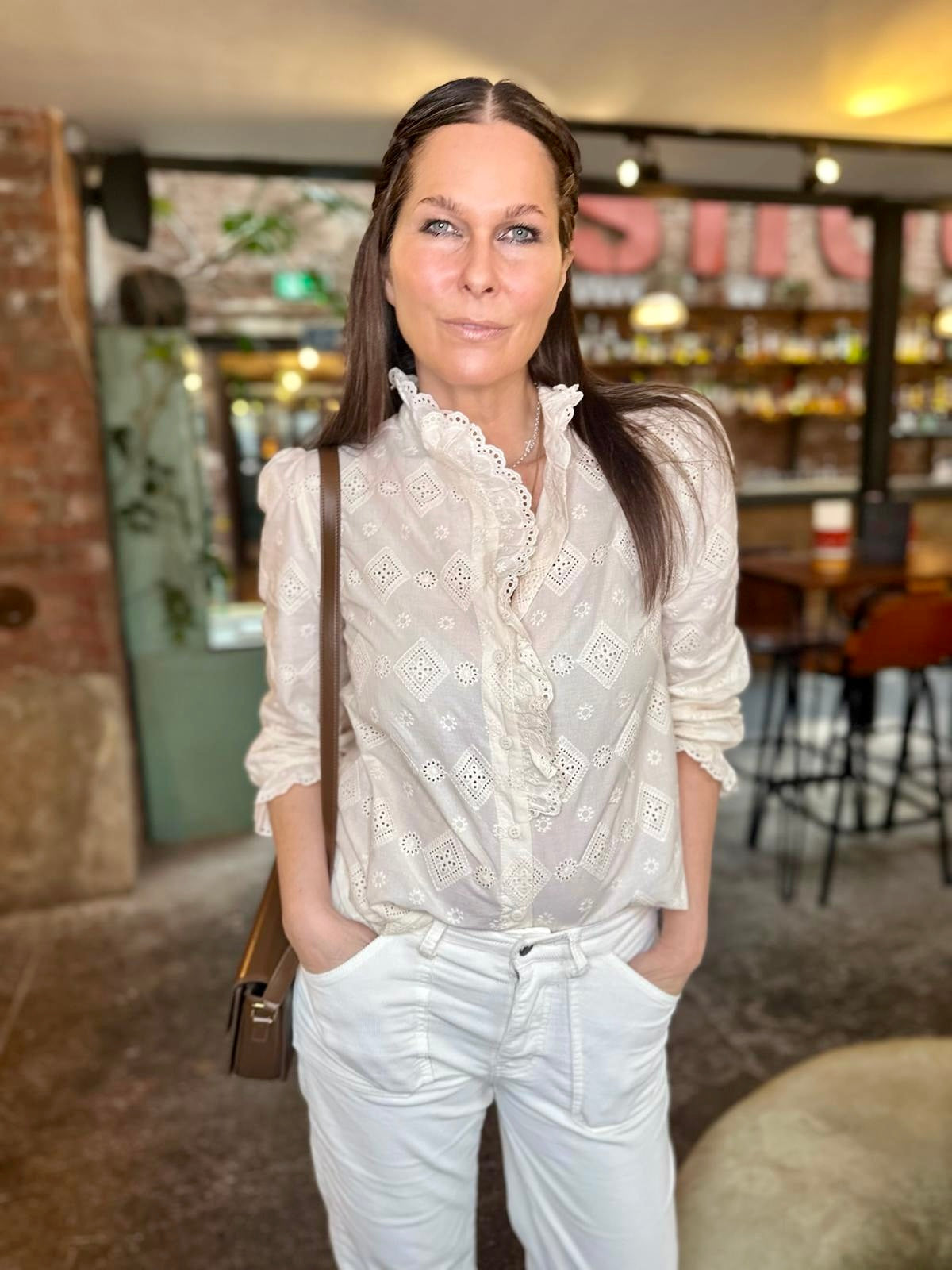 Jolie Embroidered Blouse - Cream