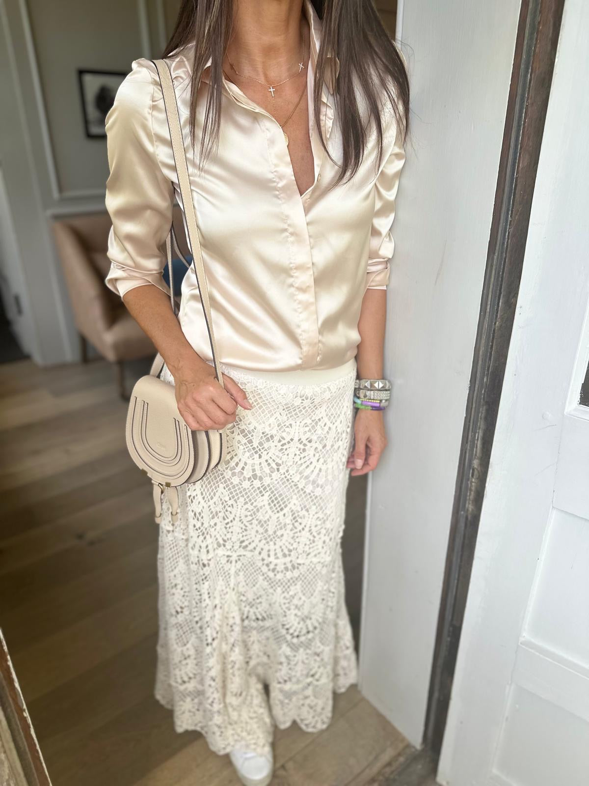 Camille Satin Shirt Champagne