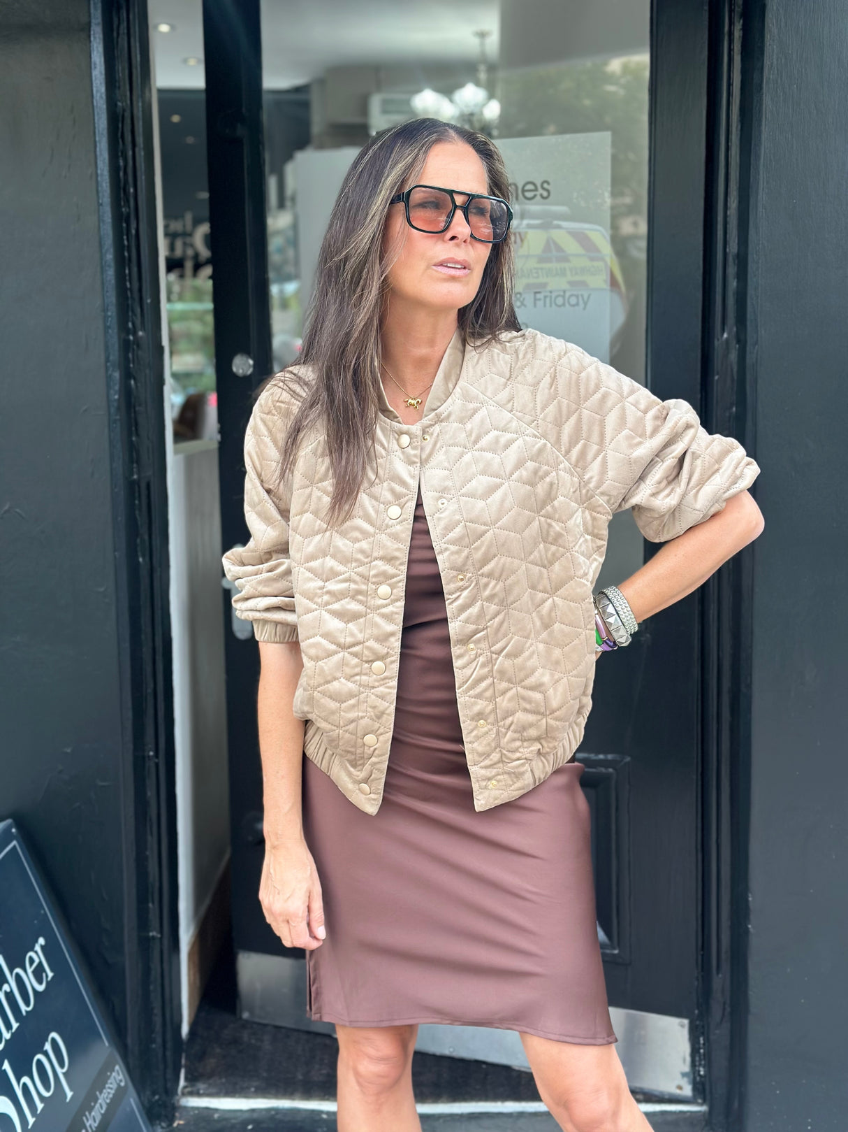 Cherry Padded Jacket - Beige