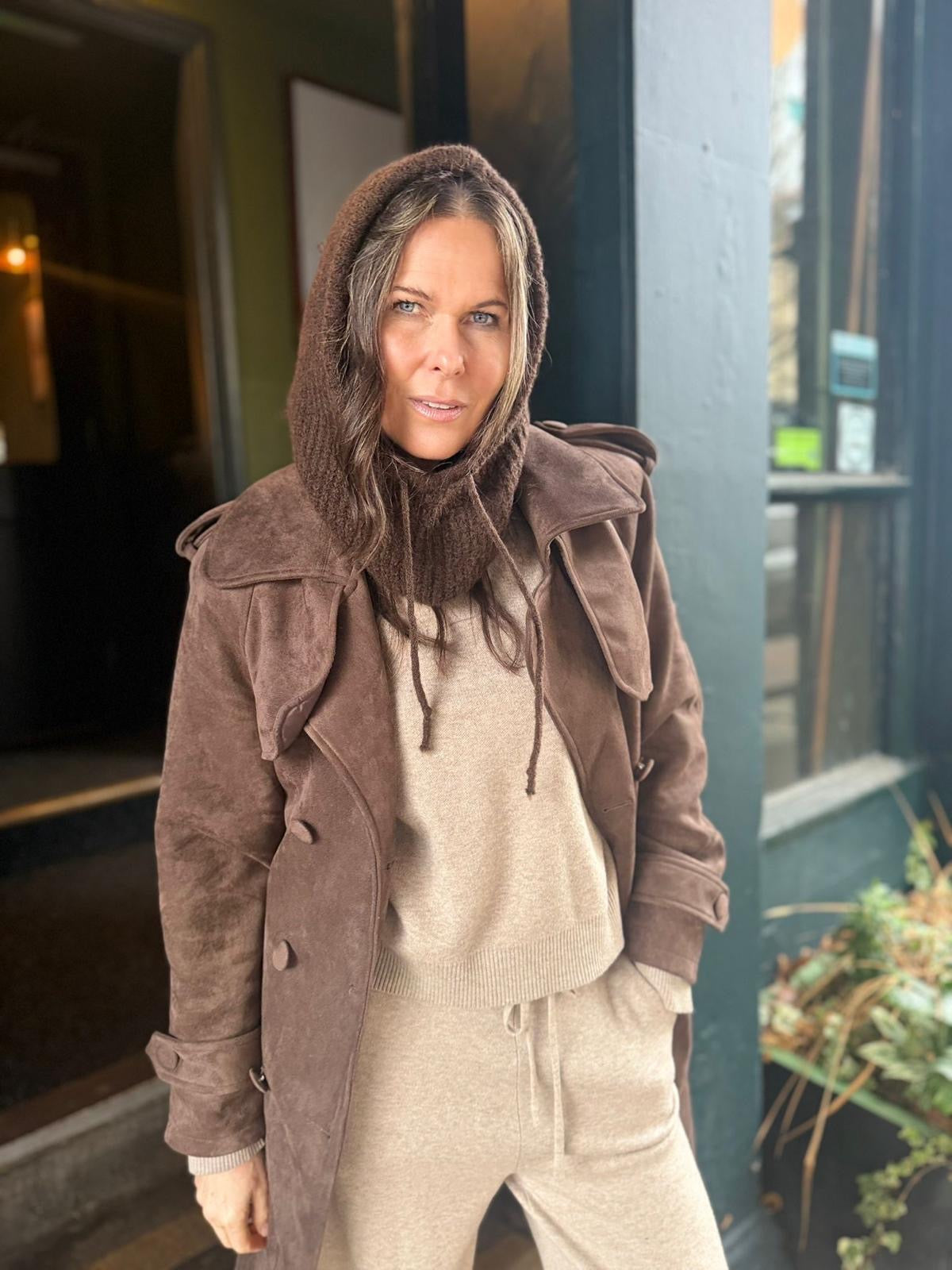 Liv Knitted Hood - Chocolate