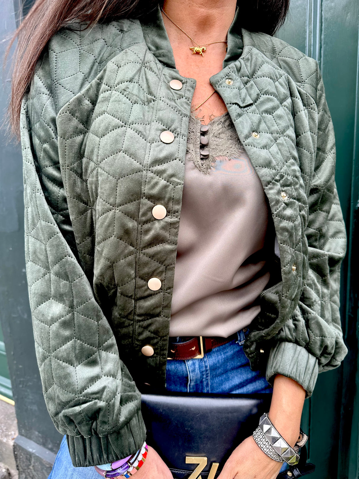 Cherry Padded Jacket - Khaki