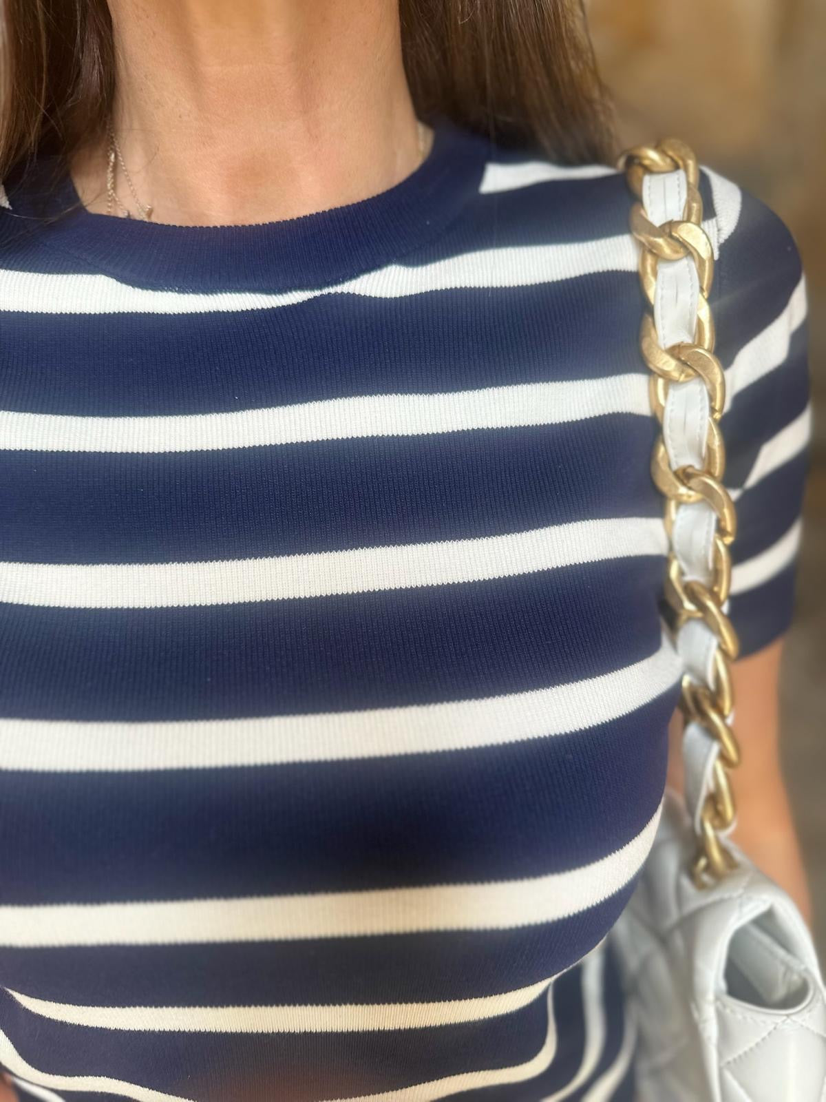 Cassia Knit - Navy/White