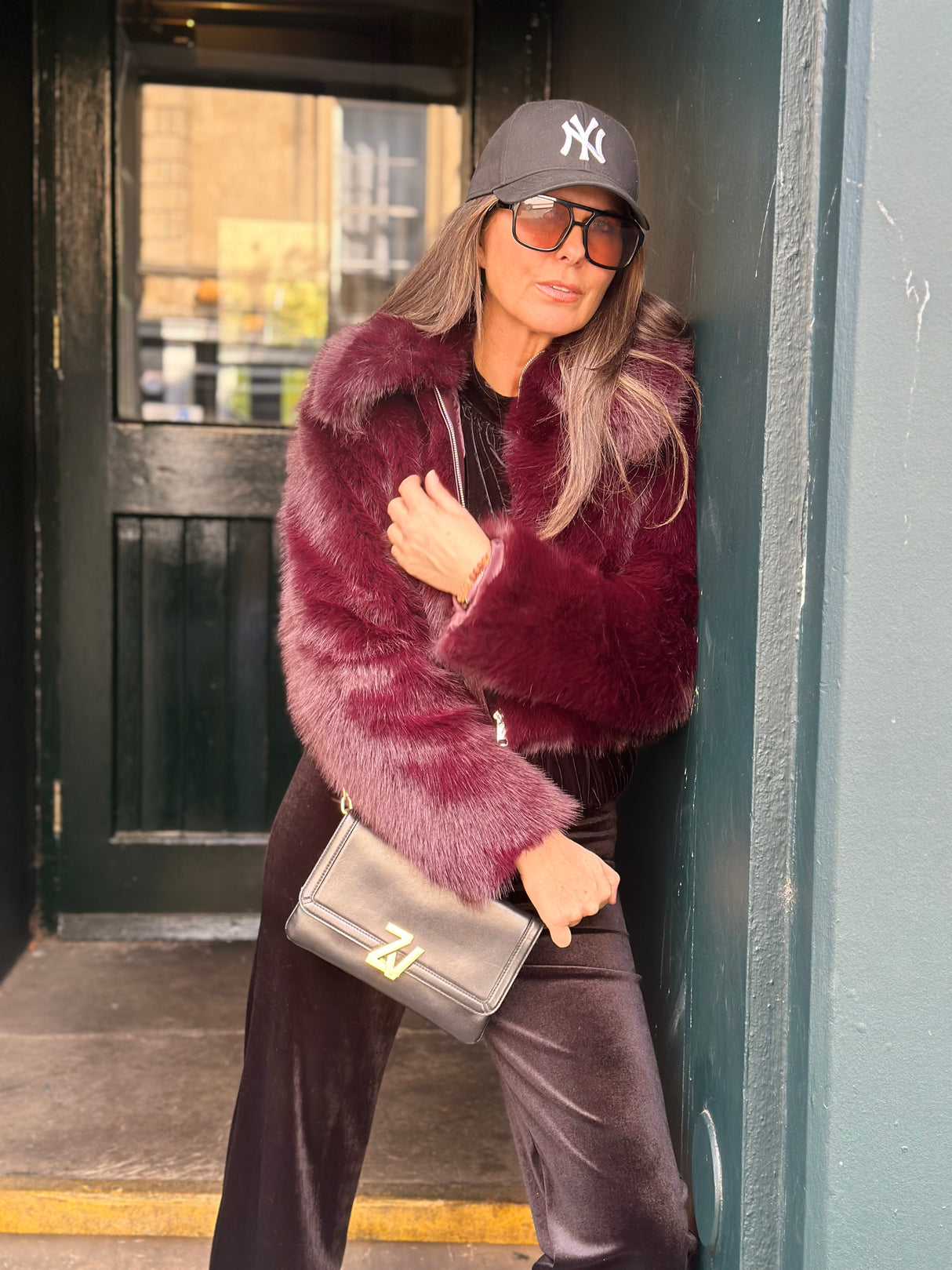 Caggie Faux Fur Jacket - Cherry