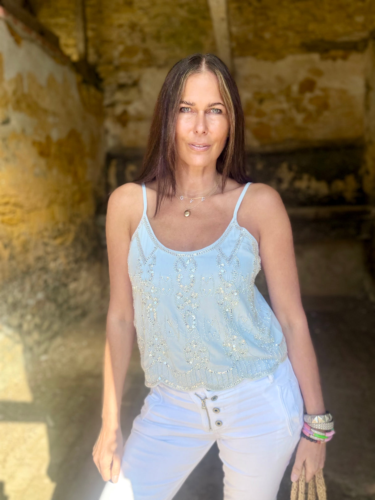 Christina Embellished Cami - Blue