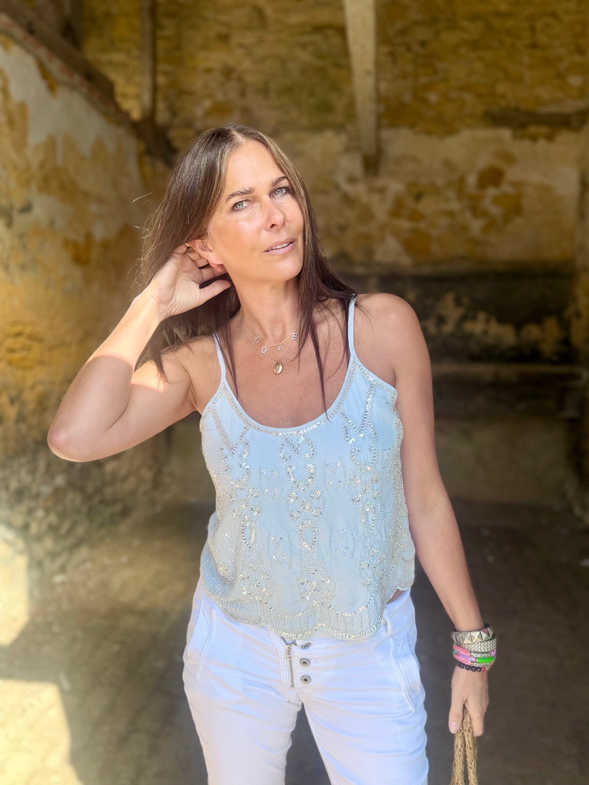 Christina Embellished Cami - Blue