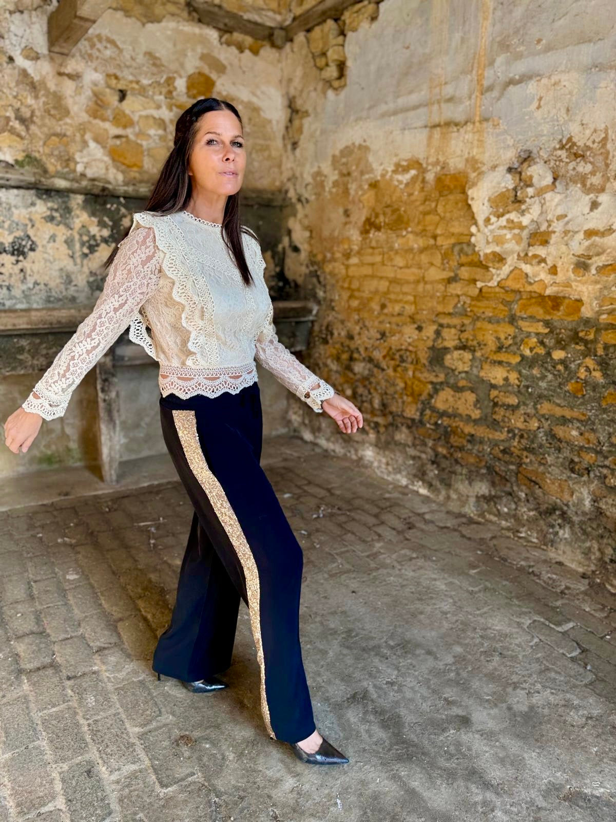 Tempest Pant - Black With Gold Sequin