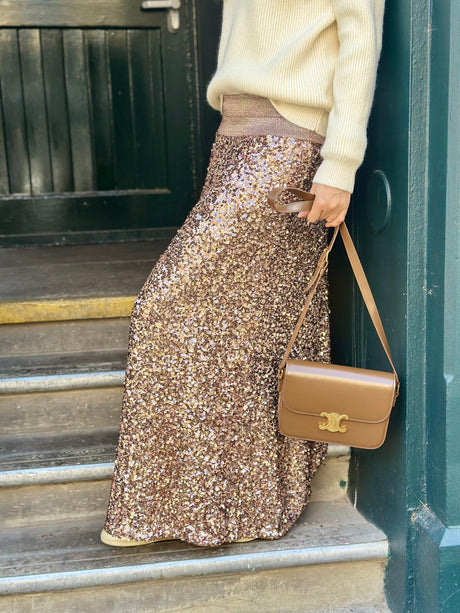 Seline Sequin Skirt - Rose Gold