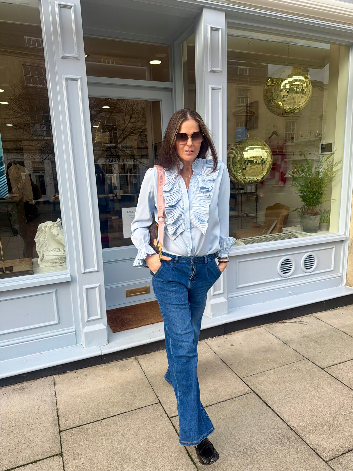 Sally Ruffle Blouse - Blue