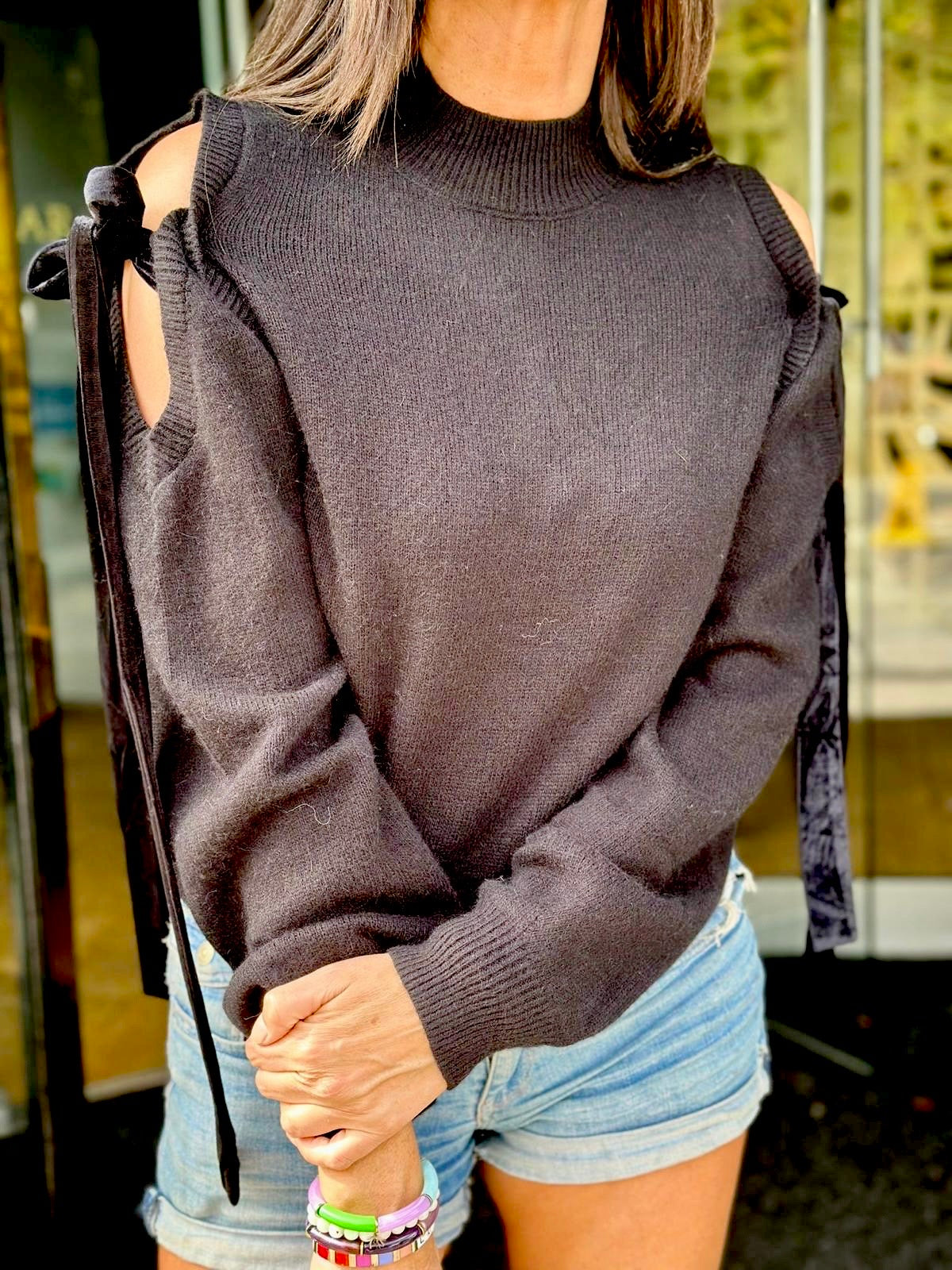 Keeley Cold Shoulder Knit - Black