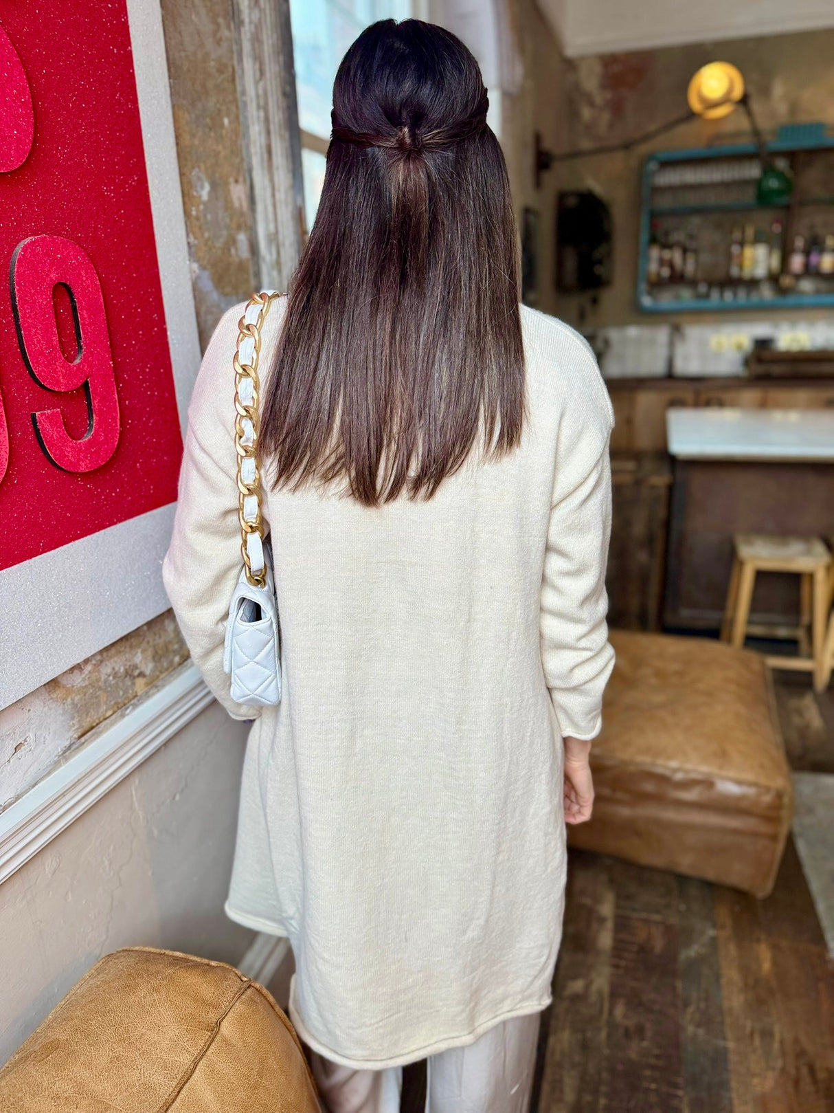 Alissa Long Knitted Cardigan - Ecru