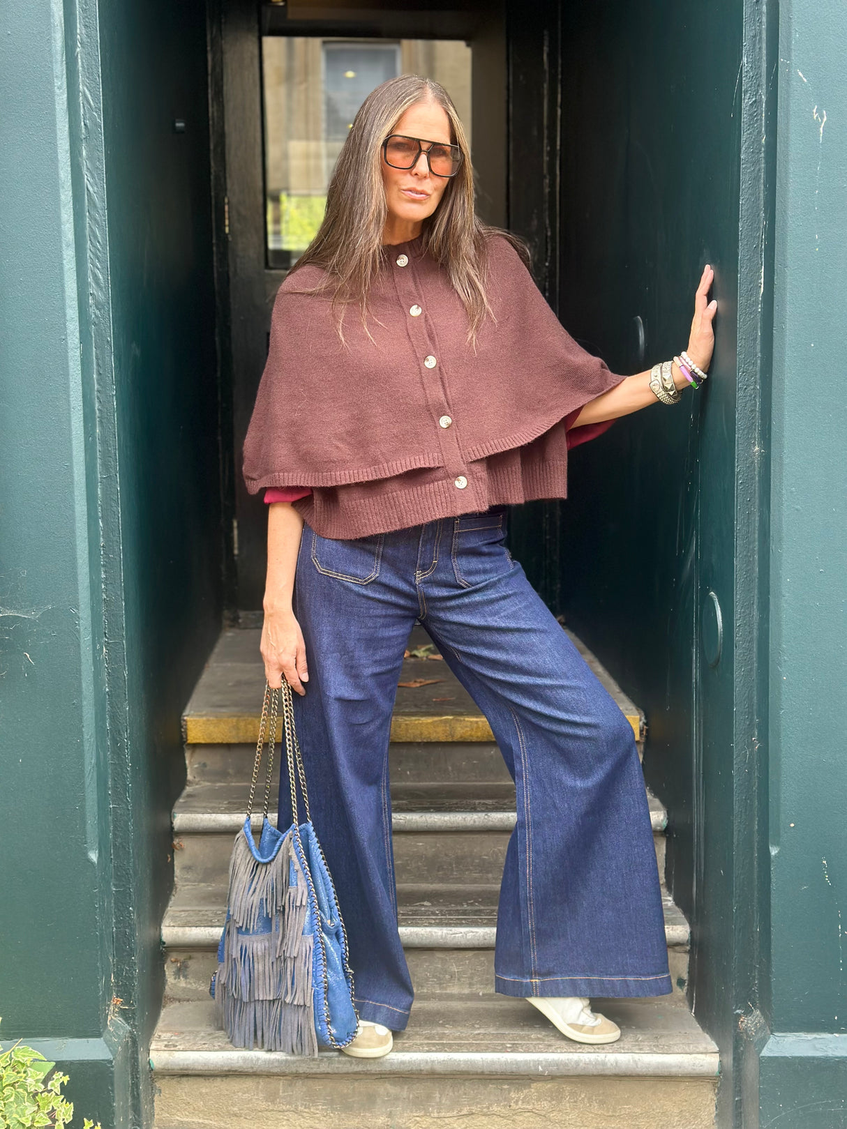 Joy Knitted Cape - Chocolate