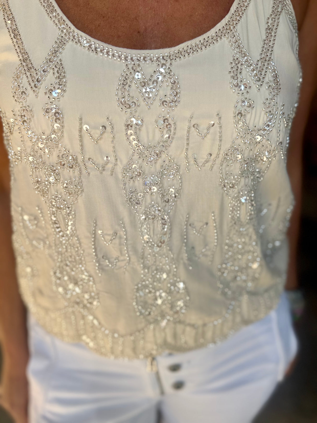 Christina Embellished Cami - Cream
